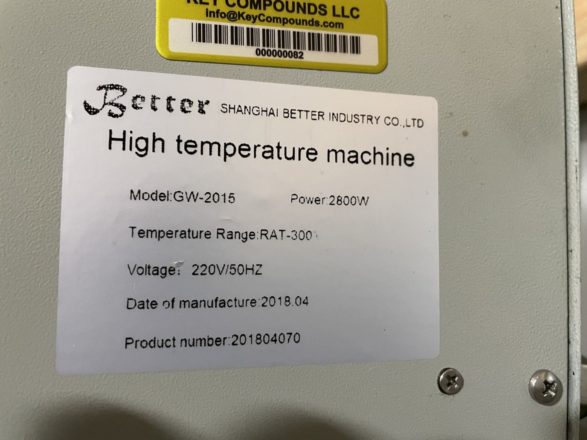 2018 Dovmx GW-2015 High Temperature Machine - Image 2 of 2