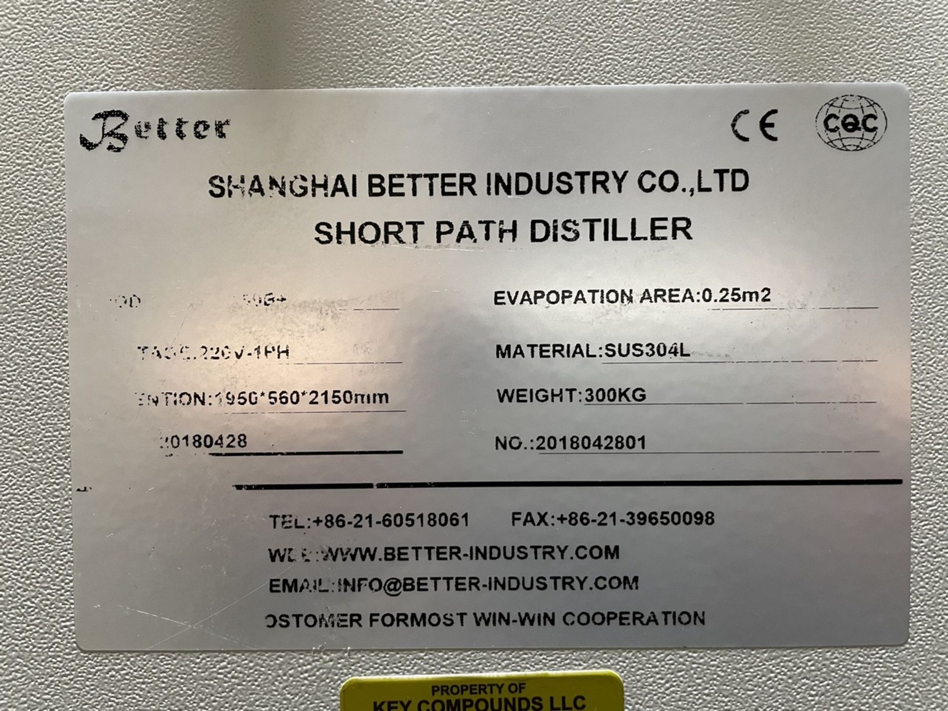2018 Shanghai Better Industry Short Path Distiller - Image 15 of 15