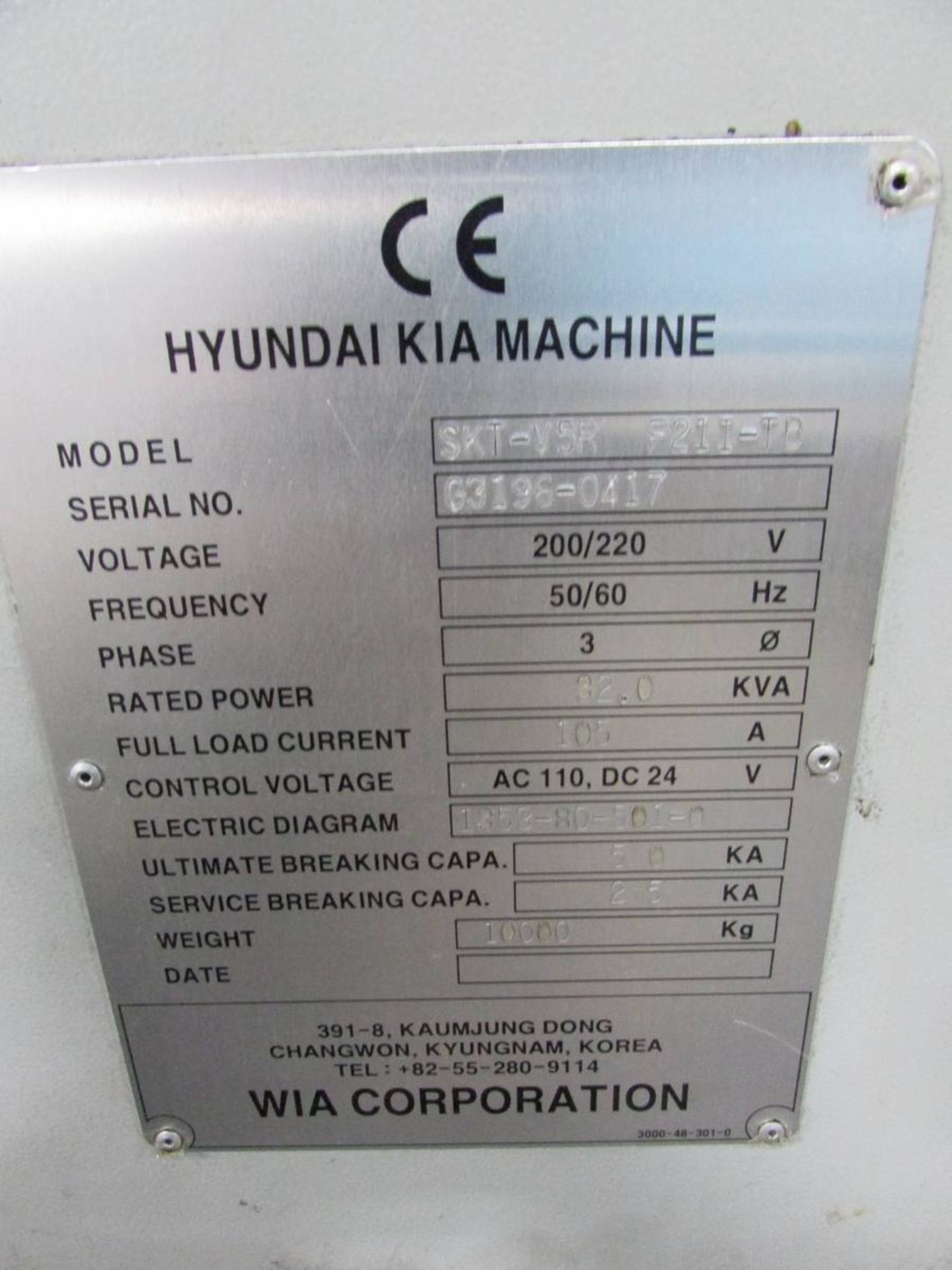 2010 Hyundai Kia Machine SKT-V5R/L F2II-TB Vertical CNC Turret Turning Cell - Image 35 of 50