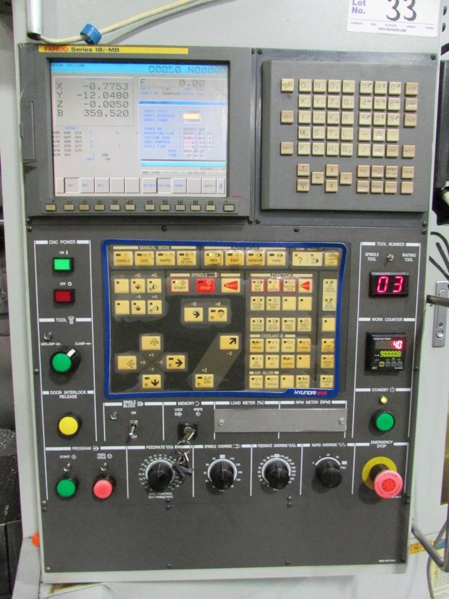 2007 Hyundia Kia Machine HS400 Horizontal 4-Axis CNC Machining Center - Image 7 of 33