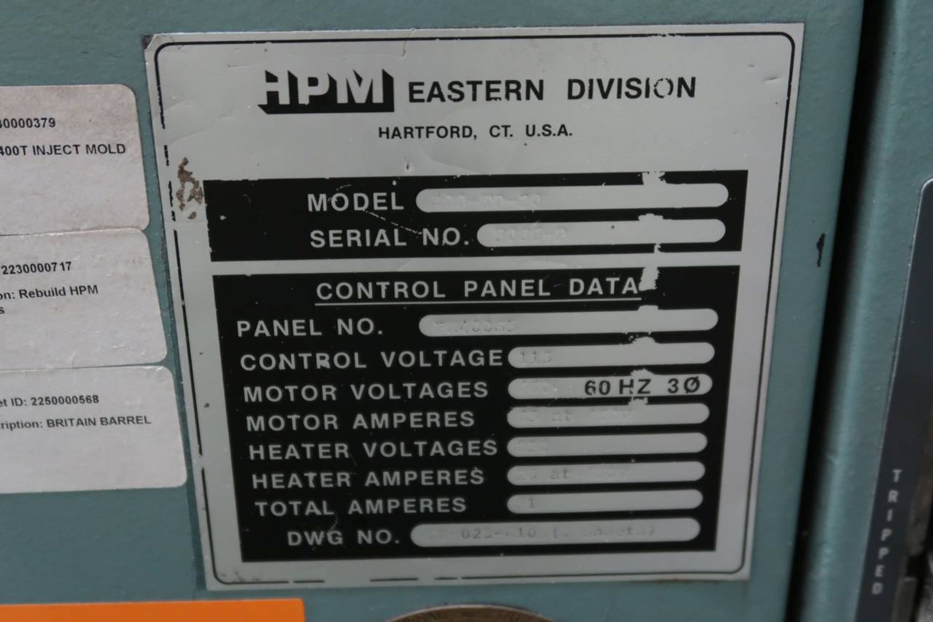 1980's HPM 400-TP-20 400-Ton Thermo Plastic Injection Molding Press - Image 18 of 35