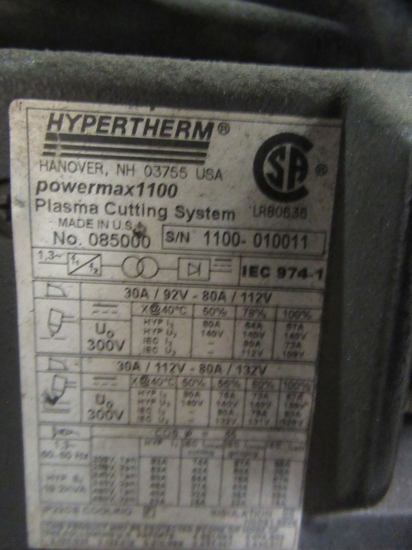 Hypertherm Powermax 1100 Plasma Cutter - Image 4 of 4