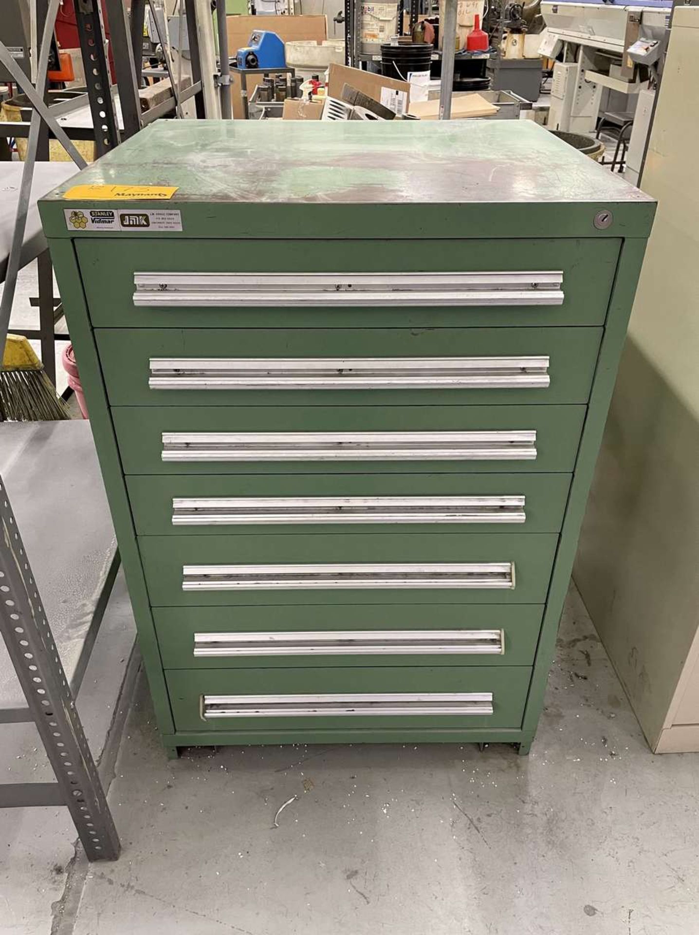 Stanley Vidmar 7-Drawer Cabinet (30" x W x 27-3/4" D x 44-1/8" H) w/ Contents (Pin Gages)