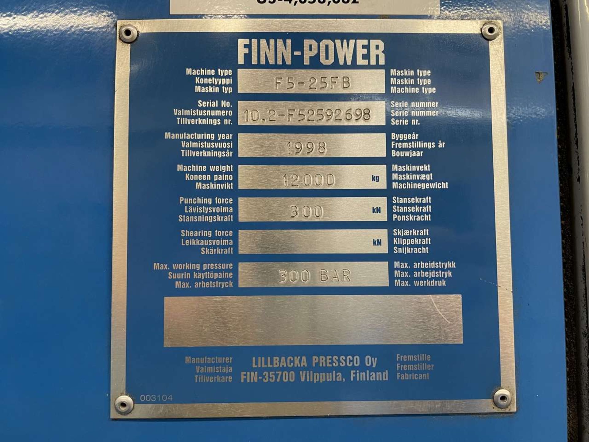 1998 Finn-Power F5-25FB 30-Ton CNC Turret Punch - Image 14 of 21