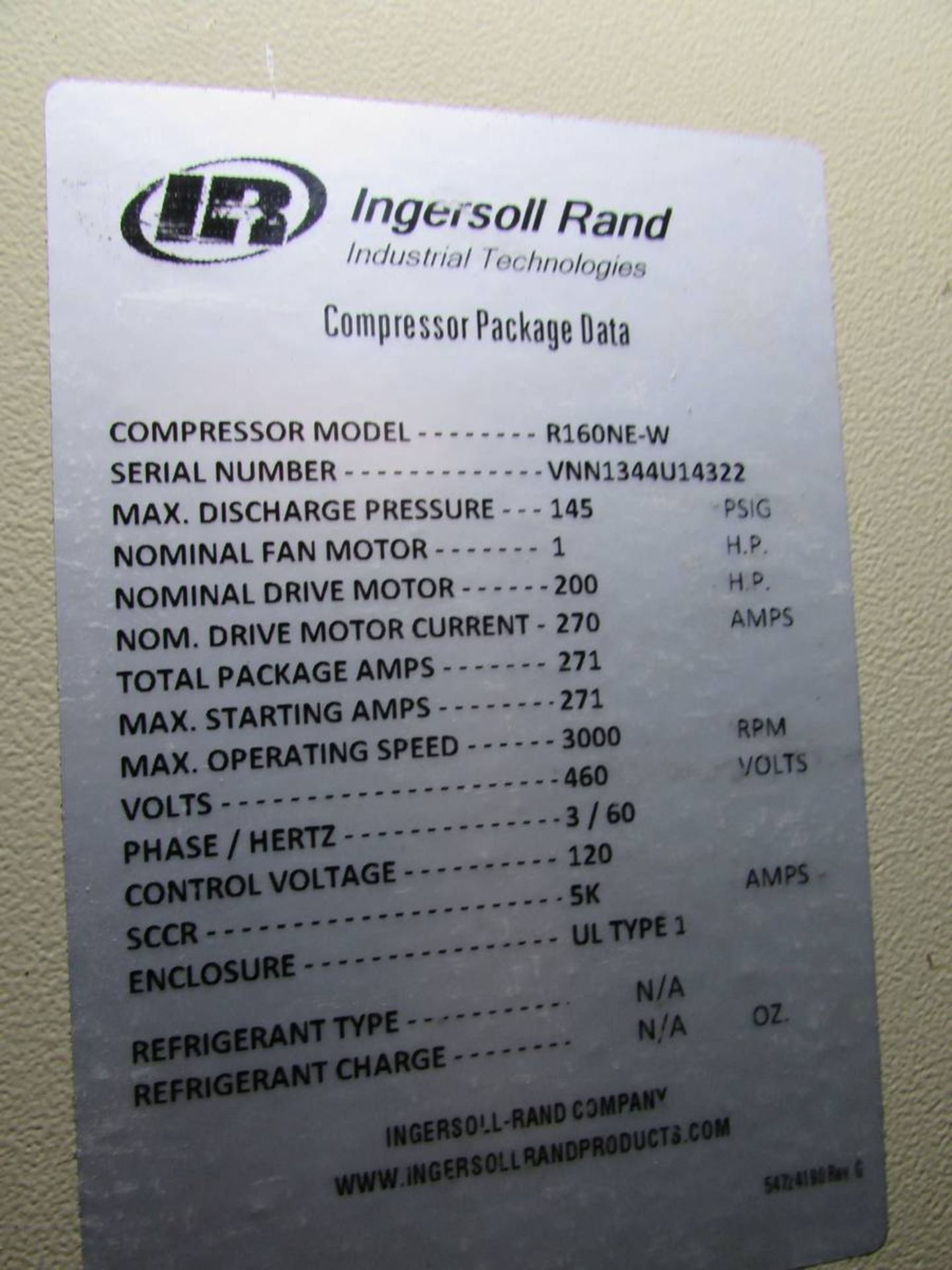 2010 Ingersoll Rand R160NE-W 200 HP Rotary Screw Air Compressor - Image 13 of 13