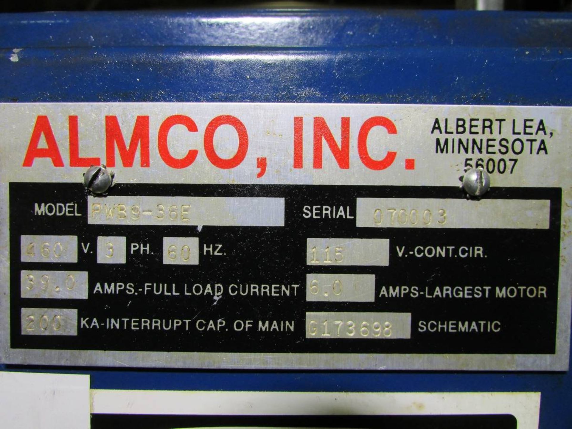 Almco Inc PWB9-36E 2-Stage 9" Conveyor Parts Washer - Image 17 of 17
