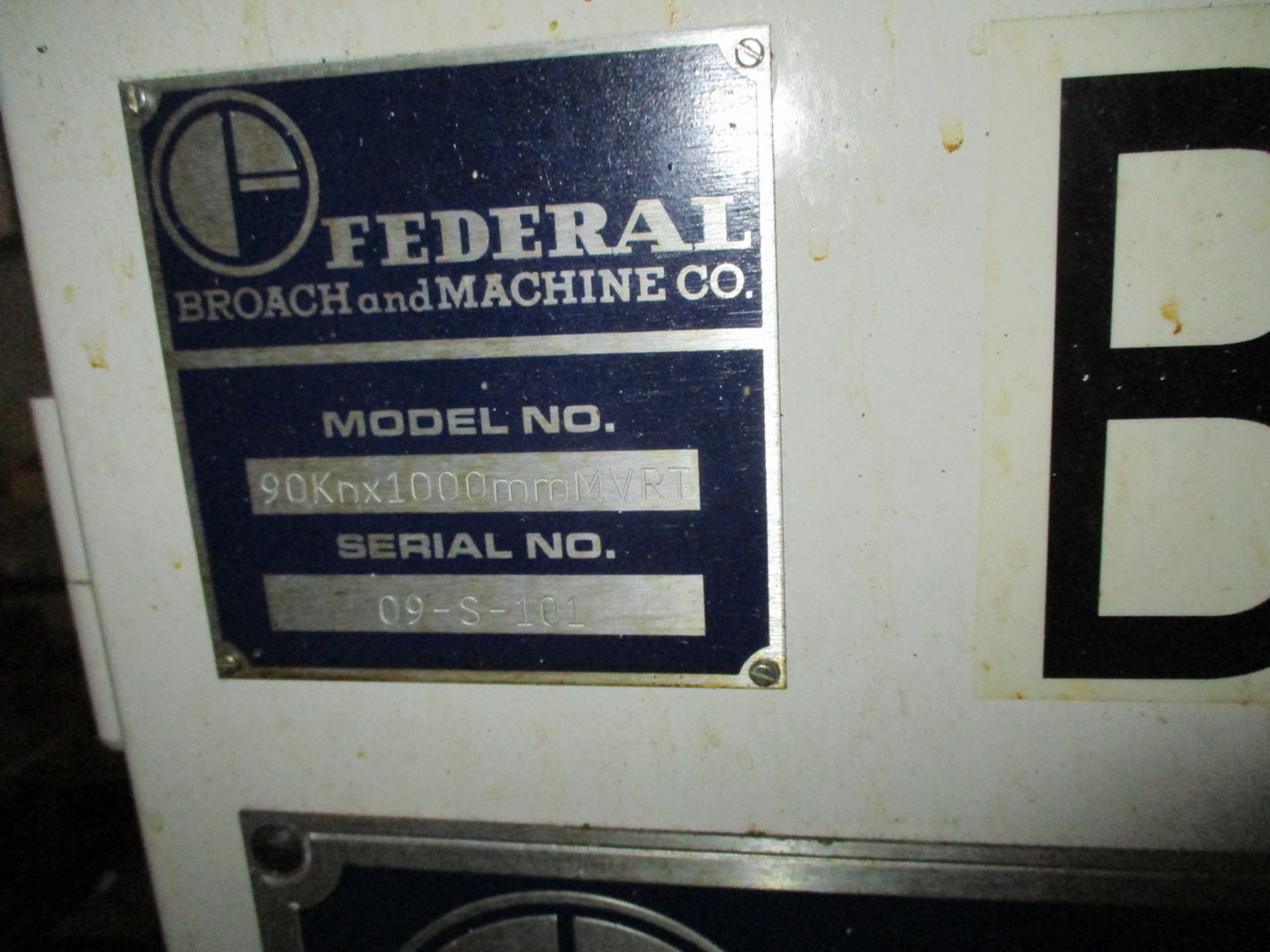 Federal Broach & Machine 90 Kn x 1000 mm MVRT Rising Table Vertical Broaching Machine - Image 4 of 15