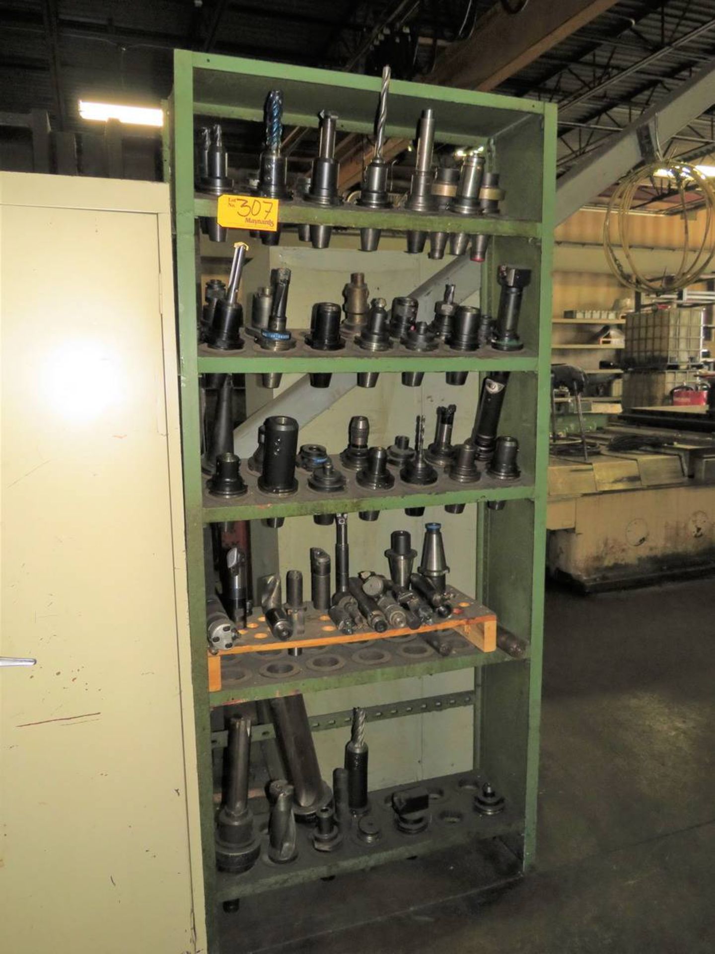 Lot of Assorted NMTB-50 Tooling w/ Shelving Unit