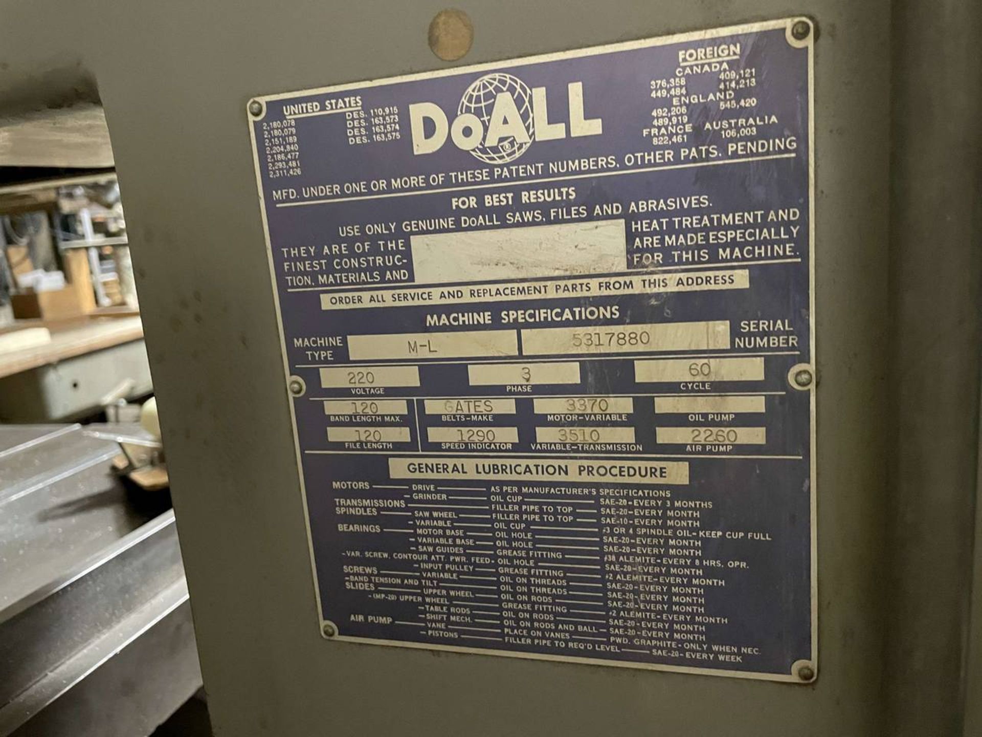 Do-All M-L 16" Vertical Band Saw - Image 6 of 6