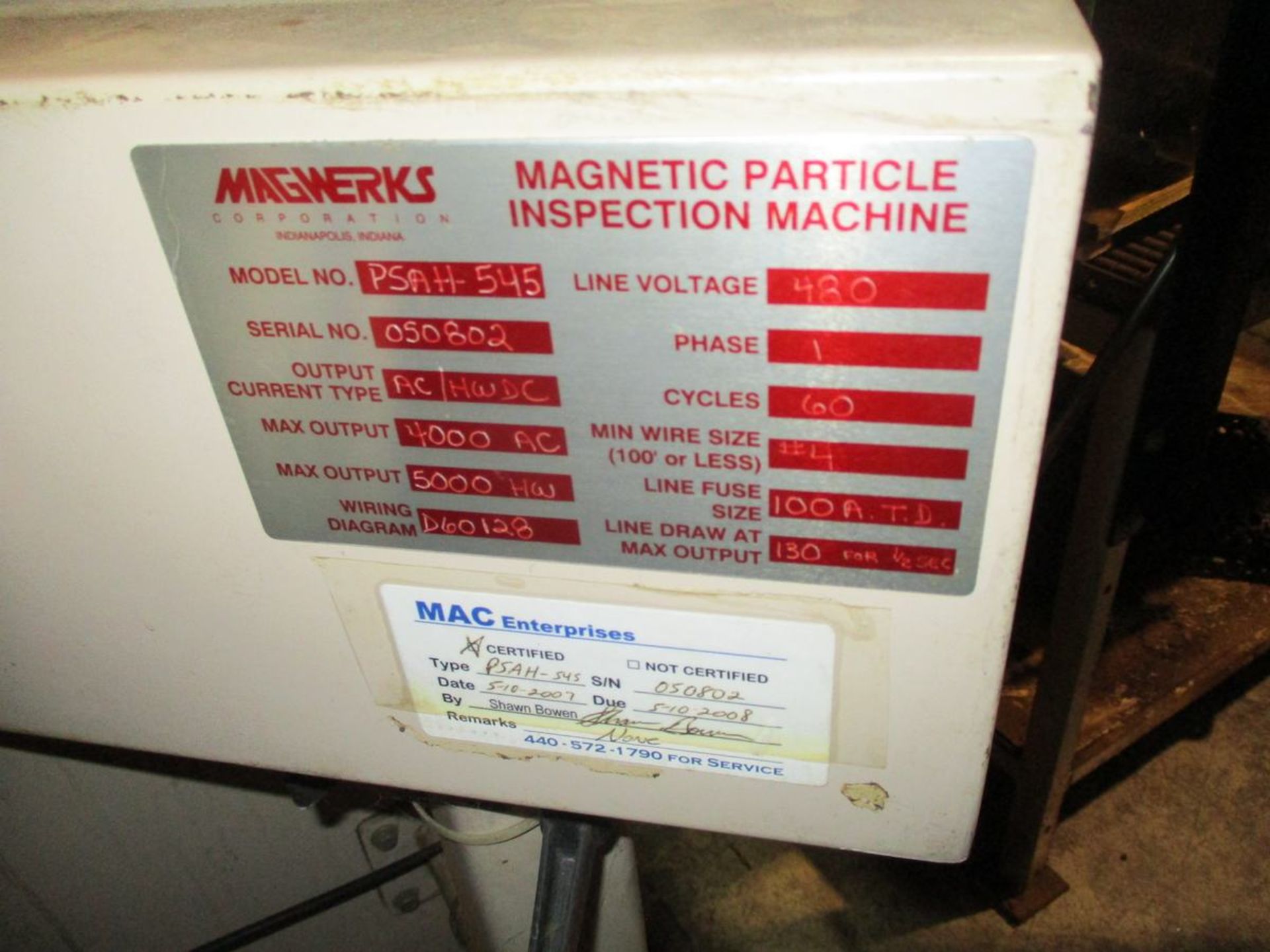 Magwerks PSAH-545 Magnetic Particle Inspection System - Image 6 of 15
