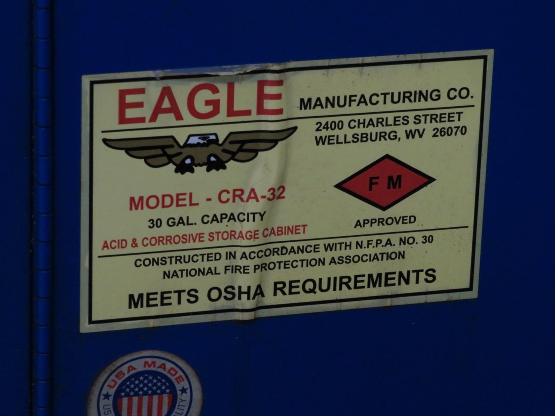 Eagle CRA-32 30 Gal. Acid and Corrosive Storage Cabinet - Image 2 of 2