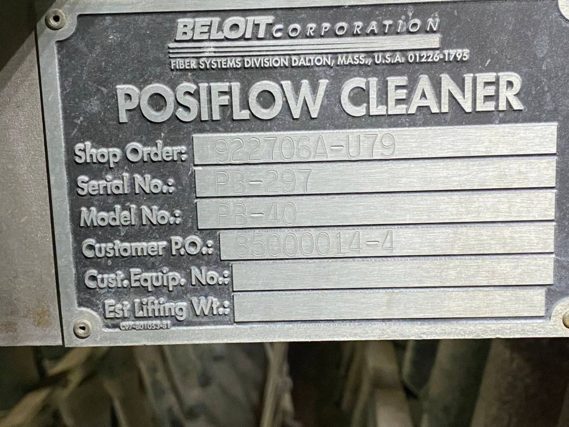 PB40 Posiflow 40 -Cyclone Centrifugal Stock Cleaner, - Image 4 of 4