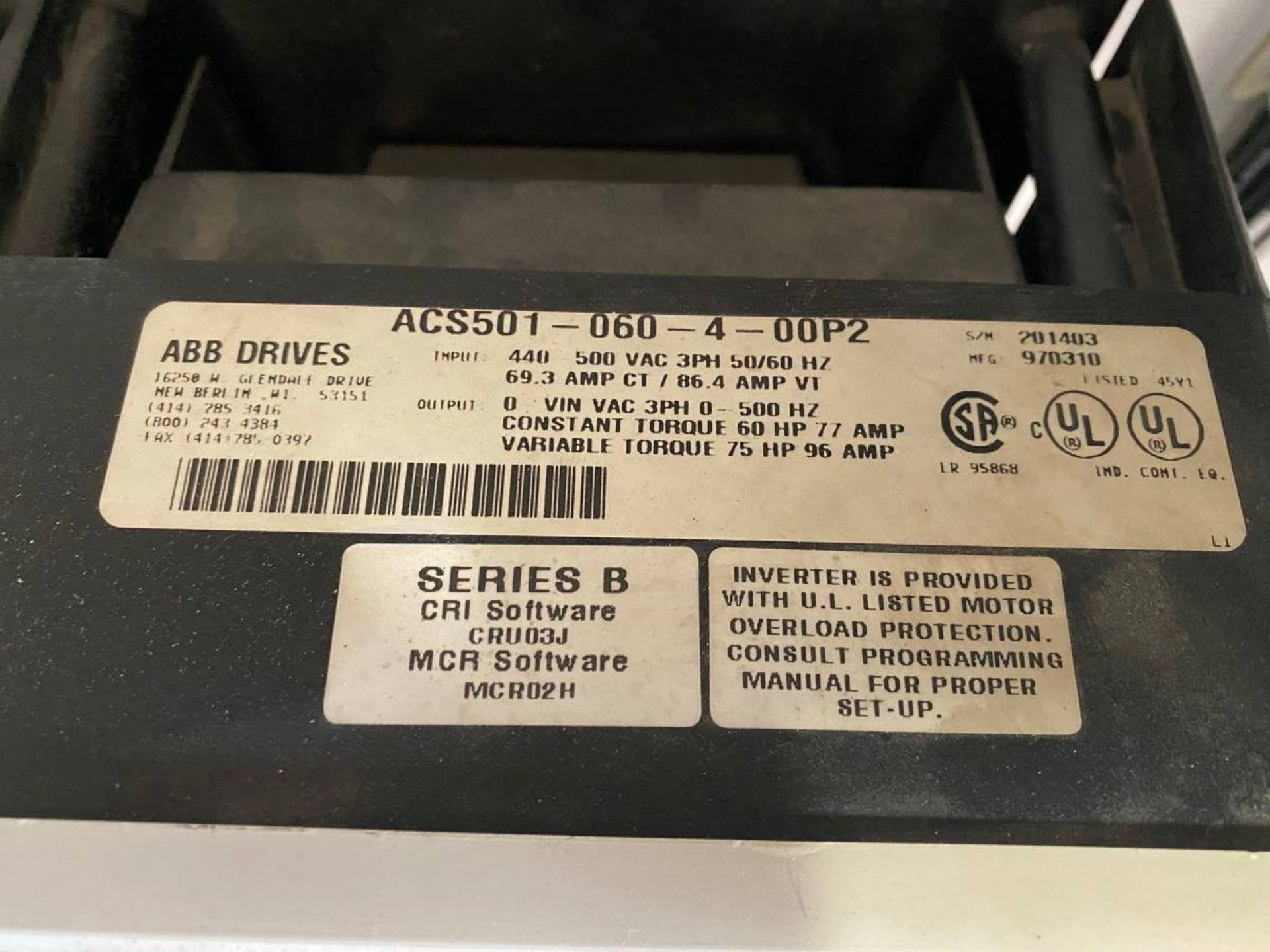ABB ACS 500 No. 2 Sludge Pump VFD - Image 4 of 4