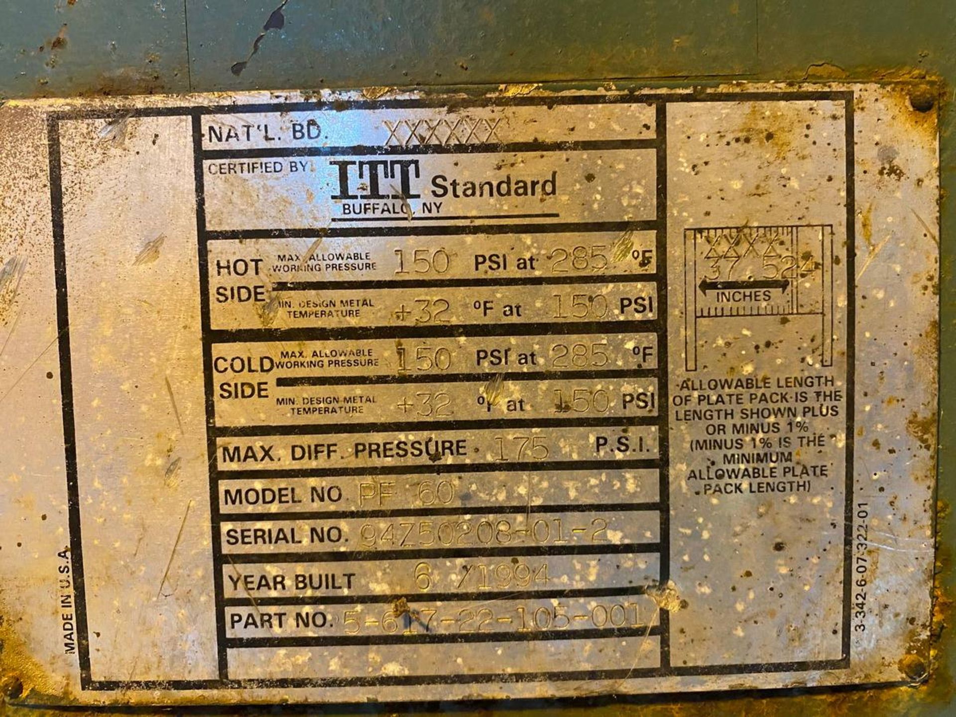 ITT Standard PF60 S/S Plate Type Heat Exchanger - Image 2 of 2