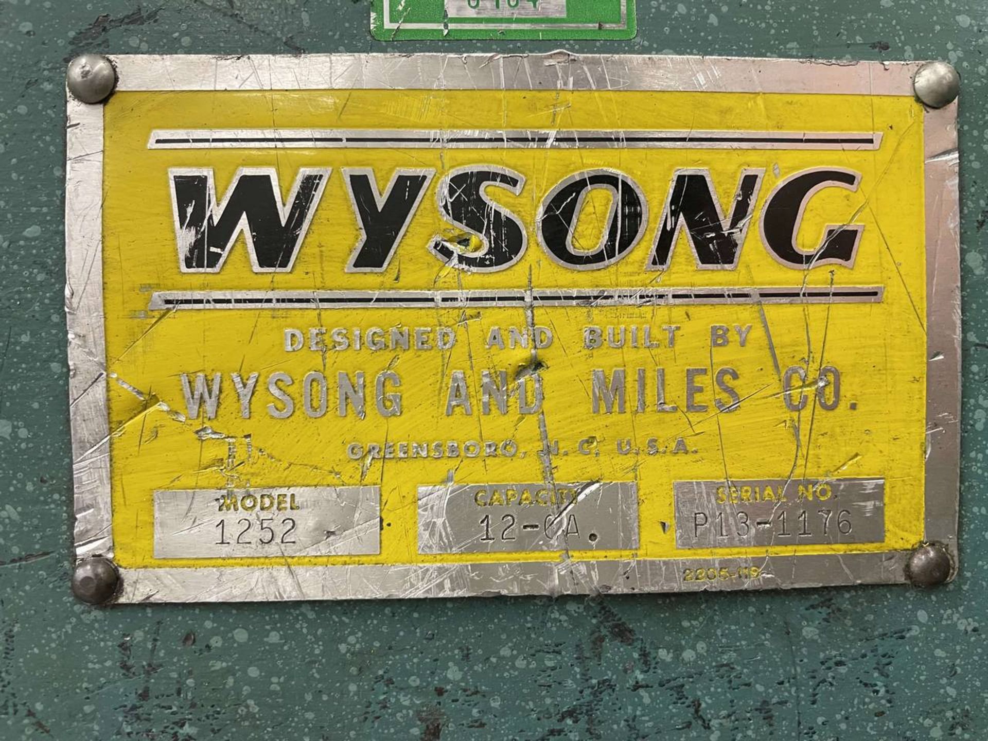 Wysong Model 1252 Power Shear; - Image 11 of 11