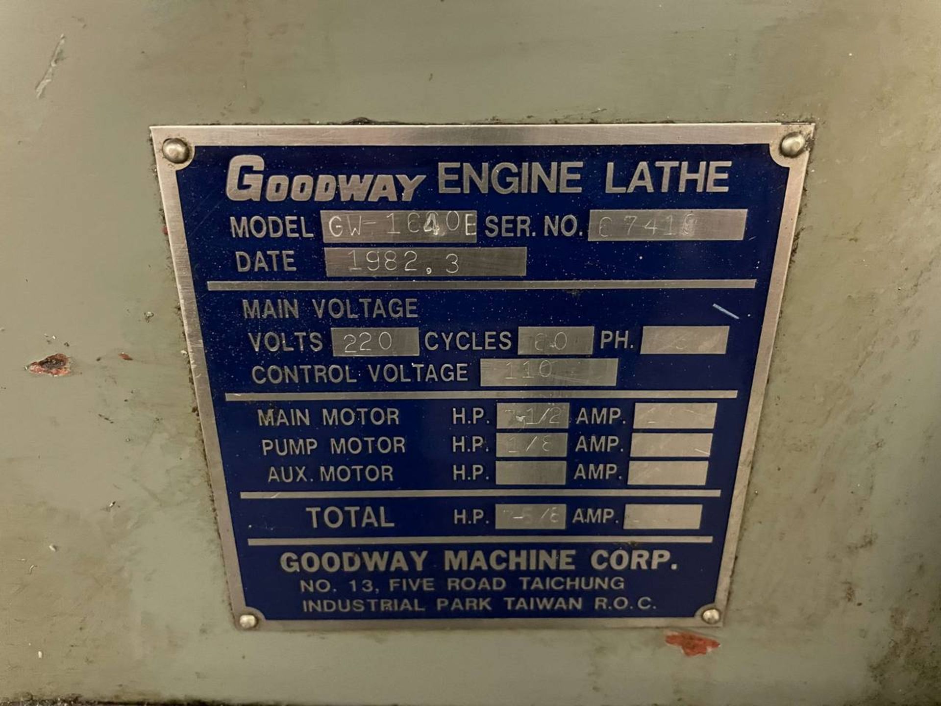 Goodway GW-1640 Engine Lathe; - Image 9 of 9