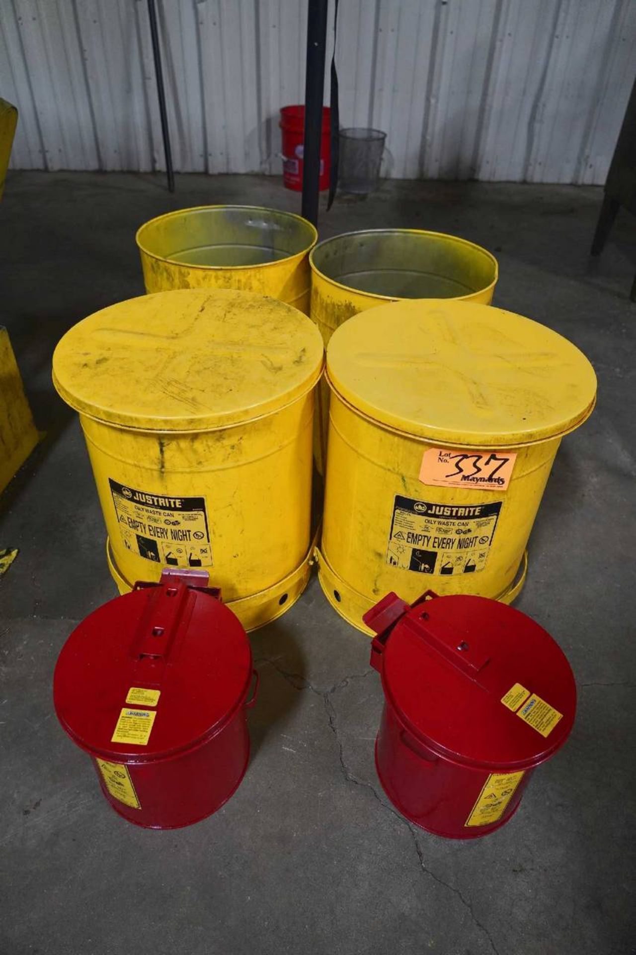 JustRite (4) 14 Gallon Oily Waste Cans