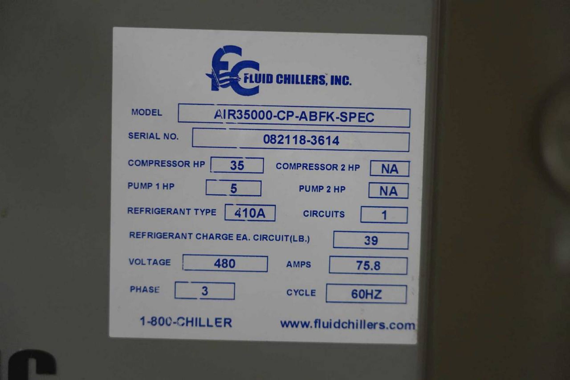 2019 Fluid Chillers Air35000_CP-ABFK-SPEC Chiller Unit - Image 7 of 7