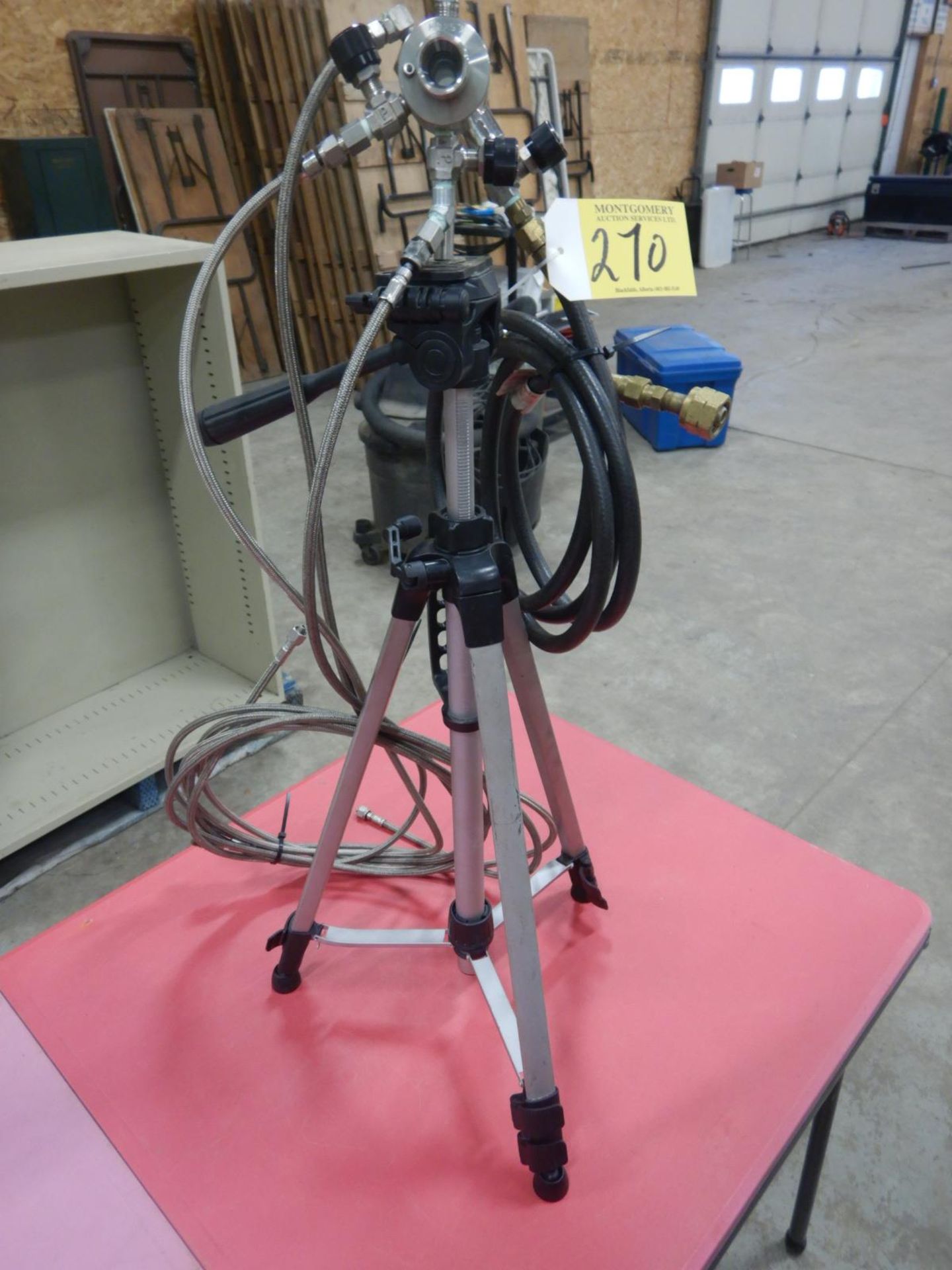 ALUMINUM TRIPOD W/ PRESSURE GAUGE & STAINLESS HOSE, ETC - A37 - Image 5 of 5