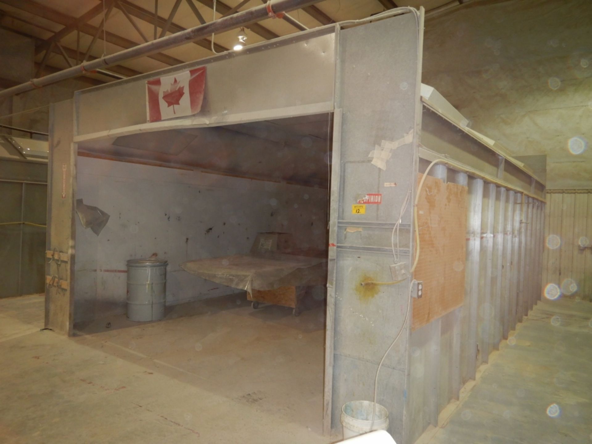 2008 CUSTOM MADE OPEN FACE SPRAY BOOTH 17'X25', LOCATED IN SYLVAN LAKE, AB, CANADA & REMOVAL IS THE