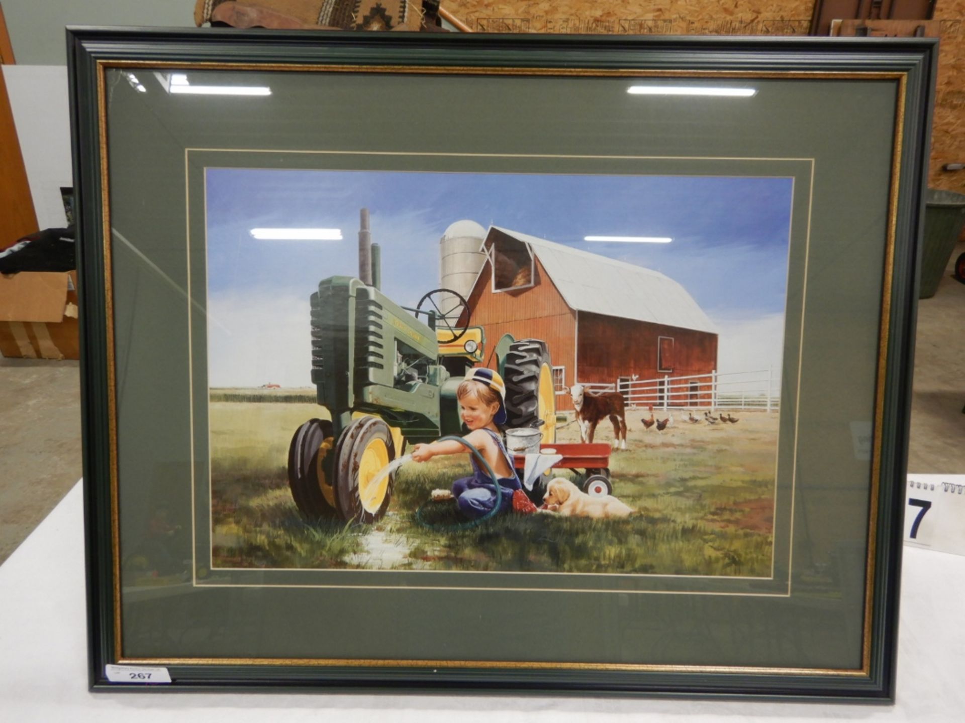 JOHN DEERE FARM SCENERY PRINT FRAME 35""X27.5"" & PRINT 23.5""X16"" - Image 2 of 2