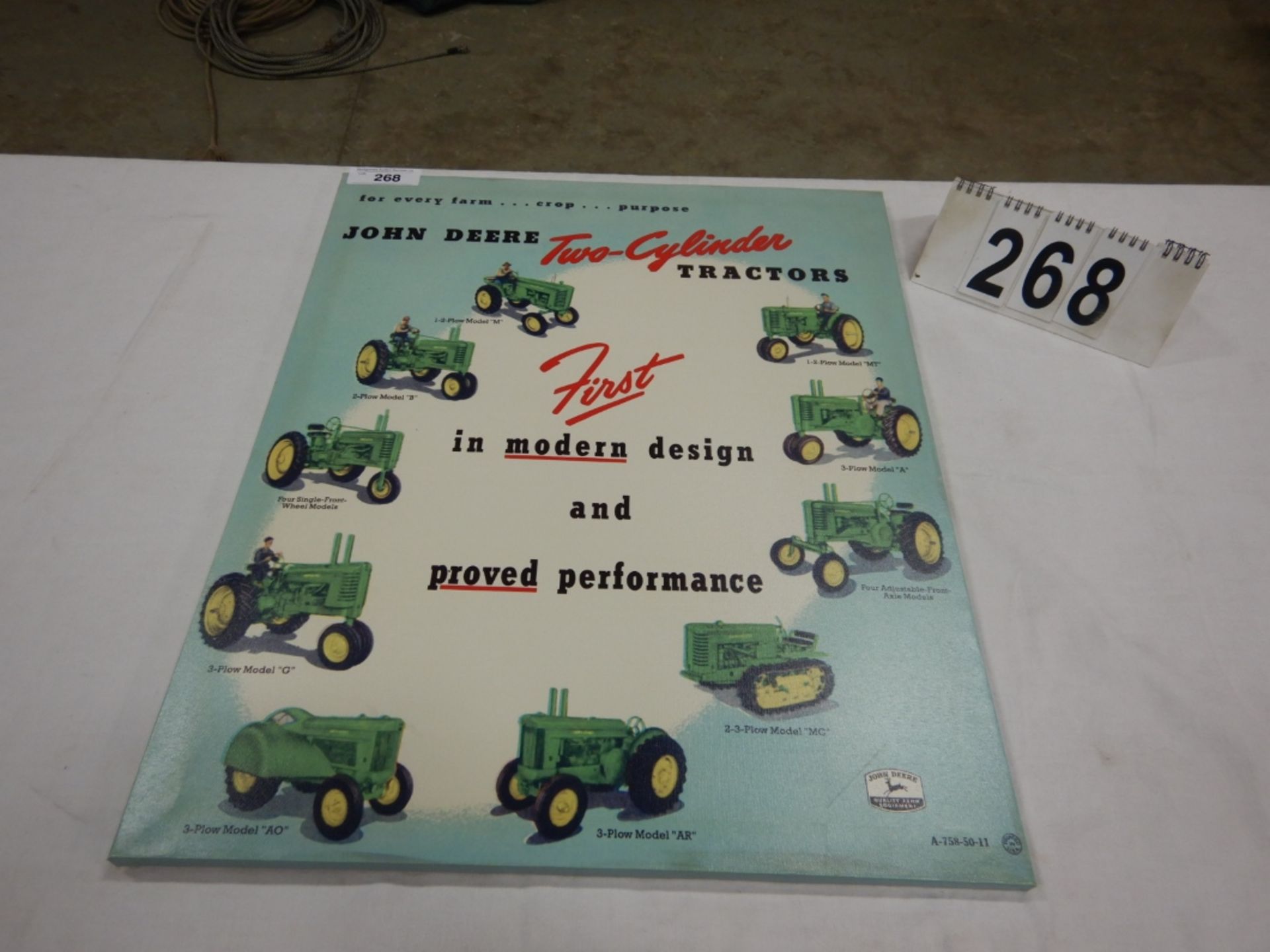 JOHN DEERE CANVAS COLLECTORS PRINT 20""X24"" S/N A-758-50-11