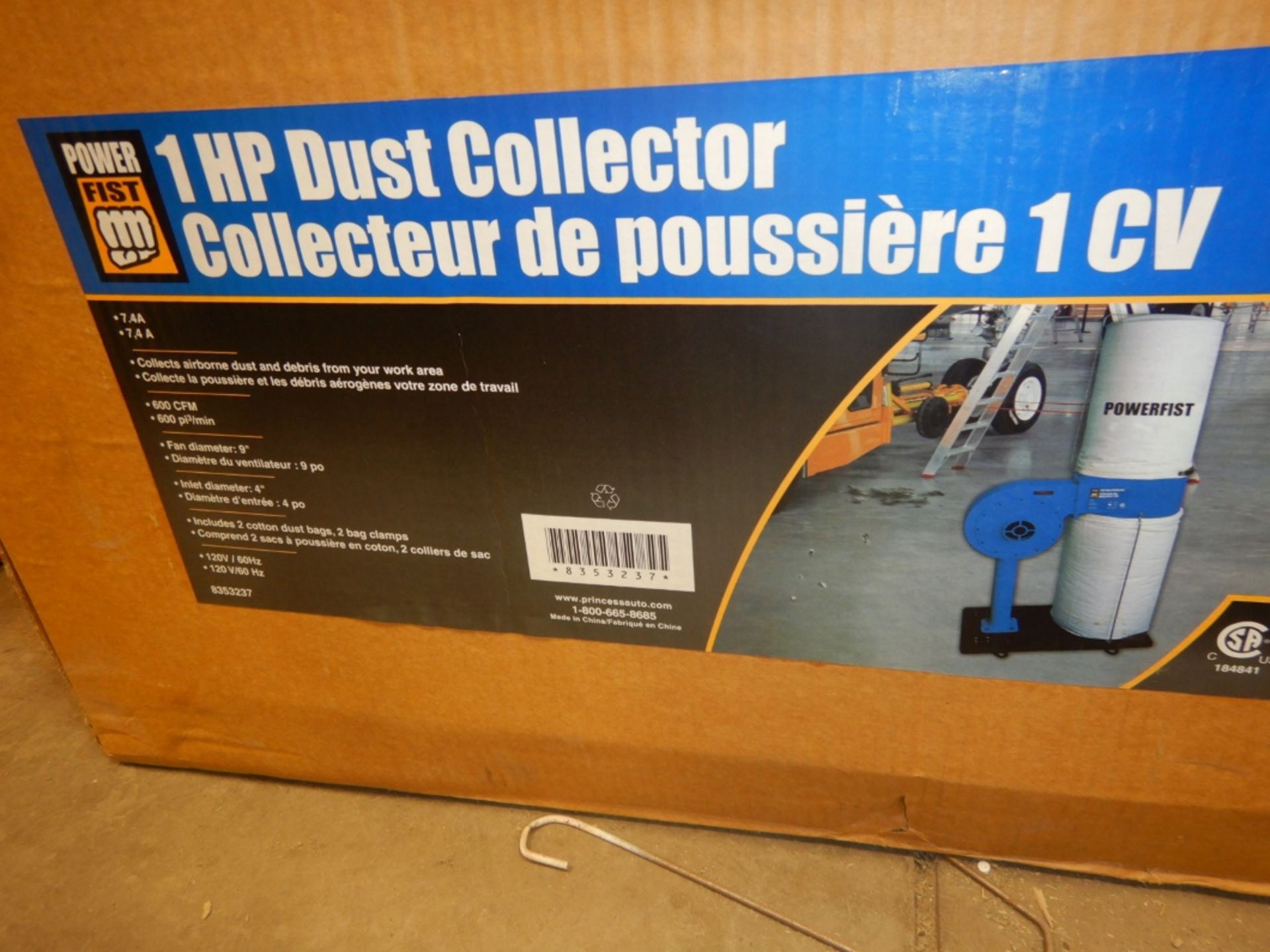 POWER FIST 1 HP DUST COLLECTOR NEW IN BOX - Image 2 of 2