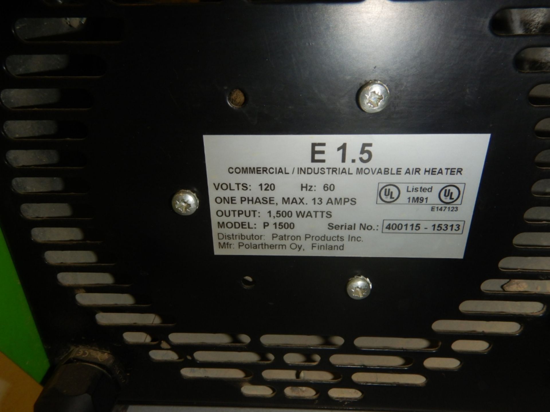 PATRON ELECTRIC CONSTRUCTION HEATER MODEL P-1500 120V - Image 3 of 3