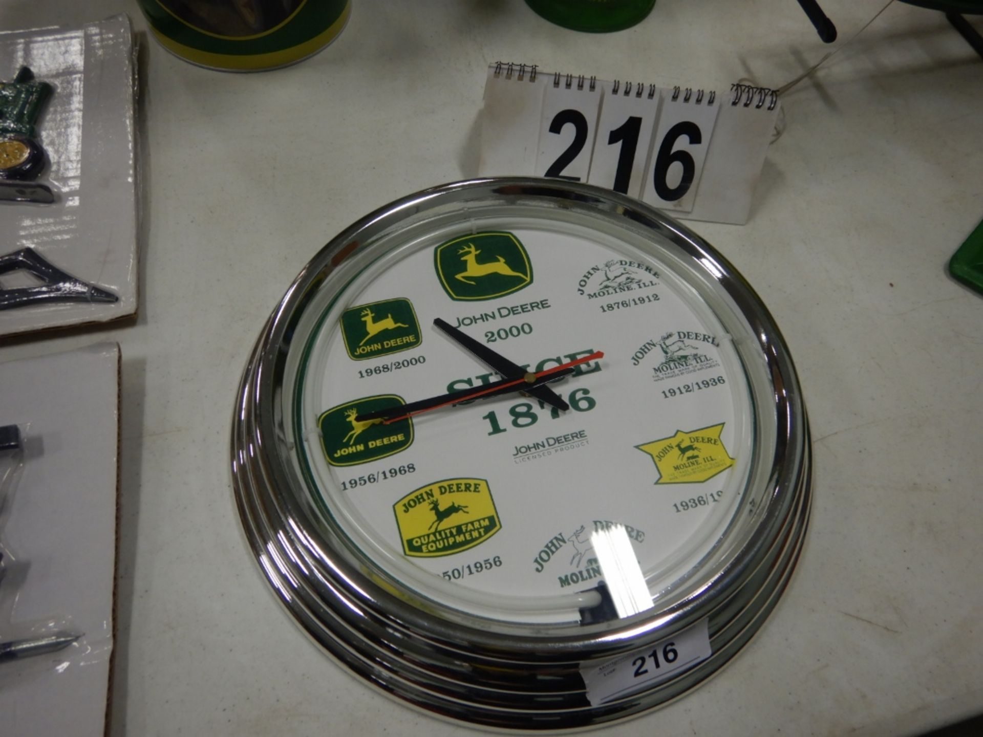 JOHN DEERE 14" LOGO TIME LINE WALL CLOCK -1876-2000