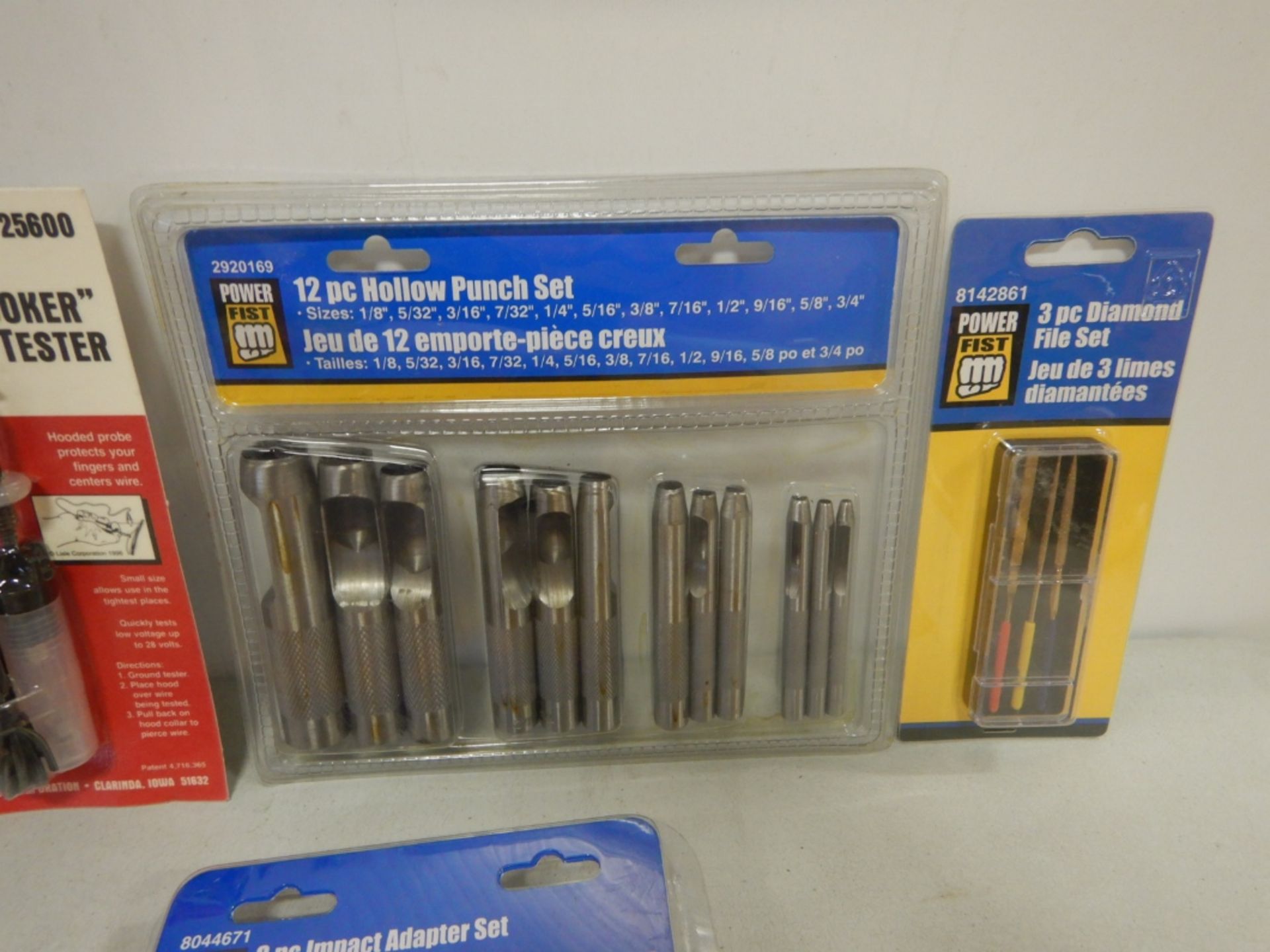 HOLLOW POINT PUNCH SET, PRUNING SHEARS, CIRCUIT TESTER, & ASSORTED TOOLS, ETC. - Image 3 of 6