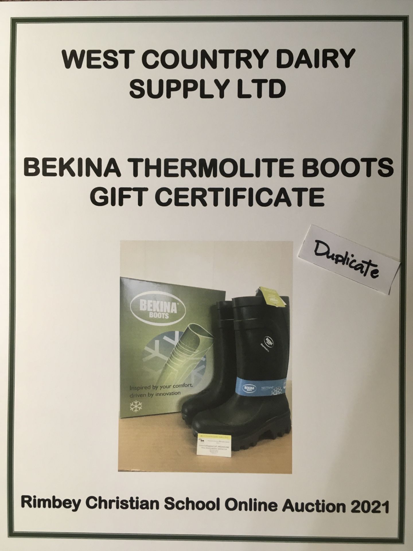 THERMOLITE BEKINA BOOTS GIFT CERTIFICATE Let us know the size you need and we will get it to you.