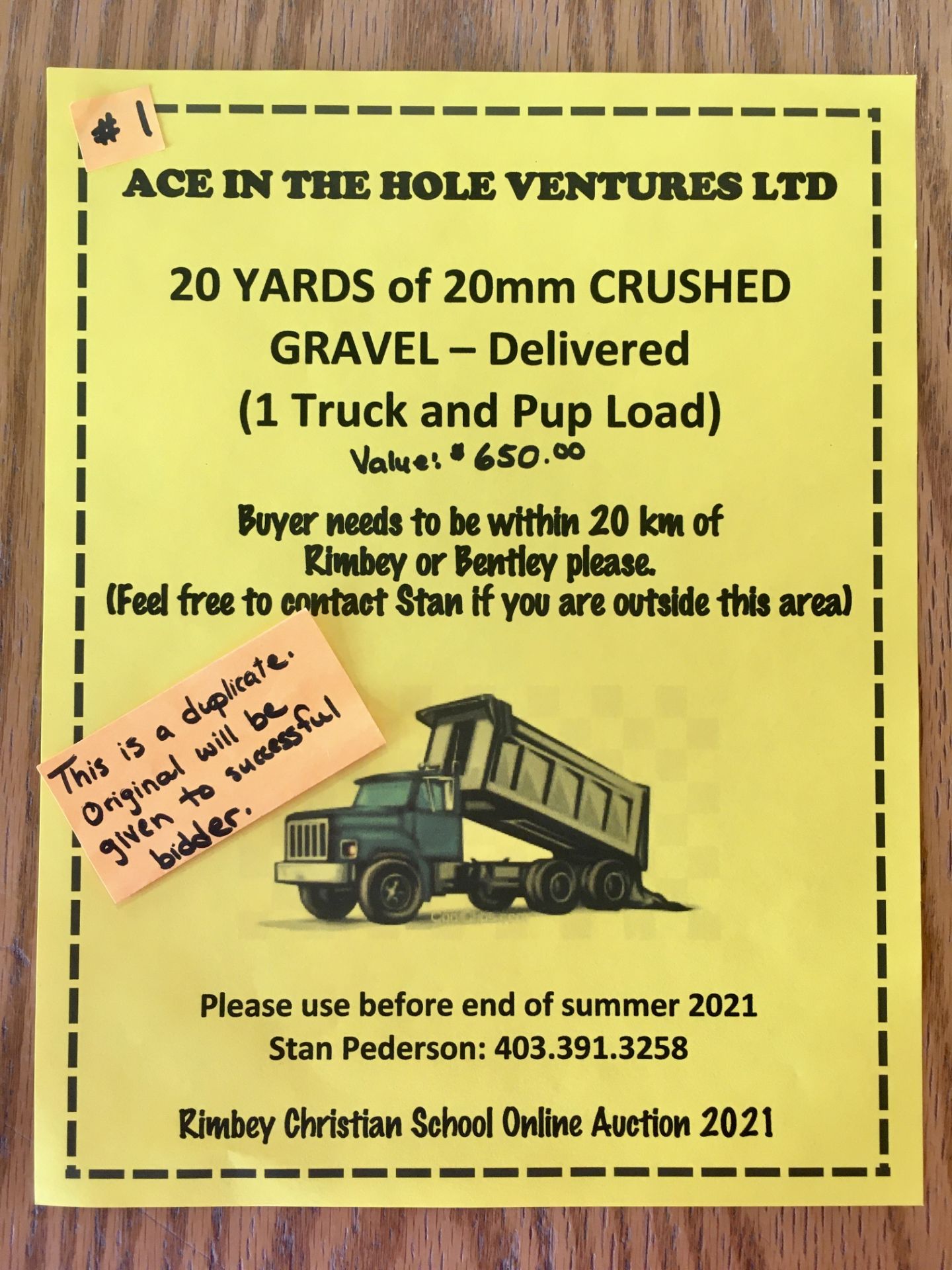 20 YARDS of 20mm CRUSHED GRAVEL - DELIVERED (1 Truck & Pup) Buyer needs to be within 20 km of Rimbey