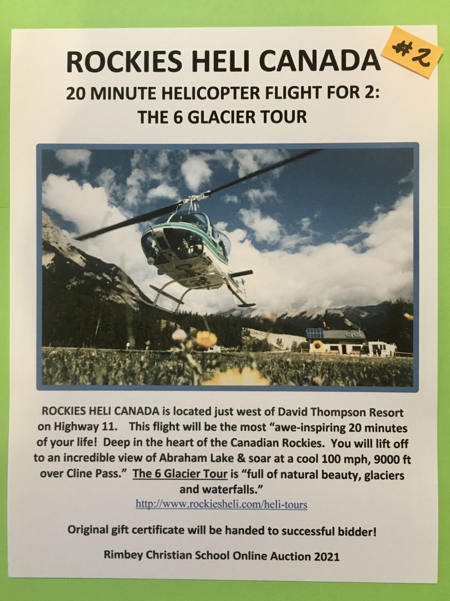 20 MINUTE HELICOPTER FLIGHT FOR 2: THE 6 GLACIER TOUR ROCKIES HELI CANADA is located west of
