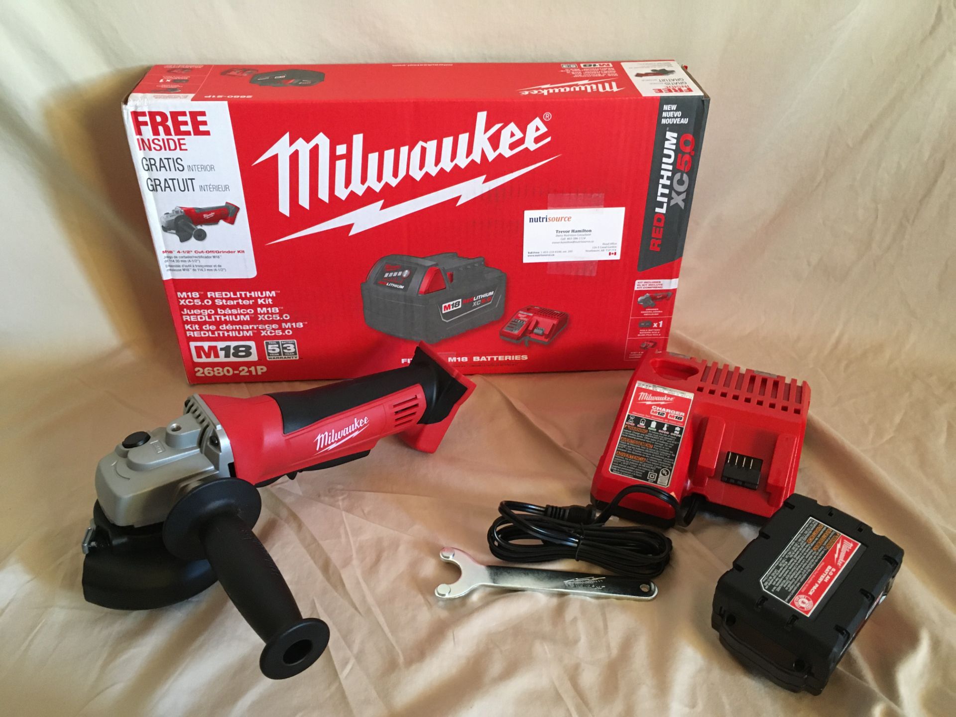 MILWAUKEE M18 REDLITHIUM XC5.0 STARTER KIT Kit contains: M18 4 1/2" Cordless Cut Off/Grinder, 1 - - Image 2 of 2