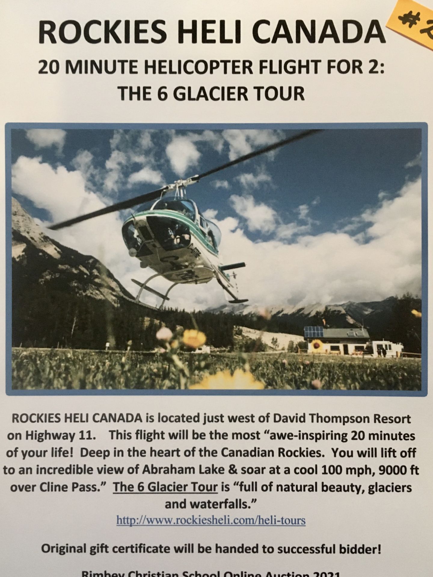 20 MINUTE HELICOPTER FLIGHT FOR 2: THE 6 GLACIER TOUR ROCKIES HELI CANADA is located west of - Image 2 of 2