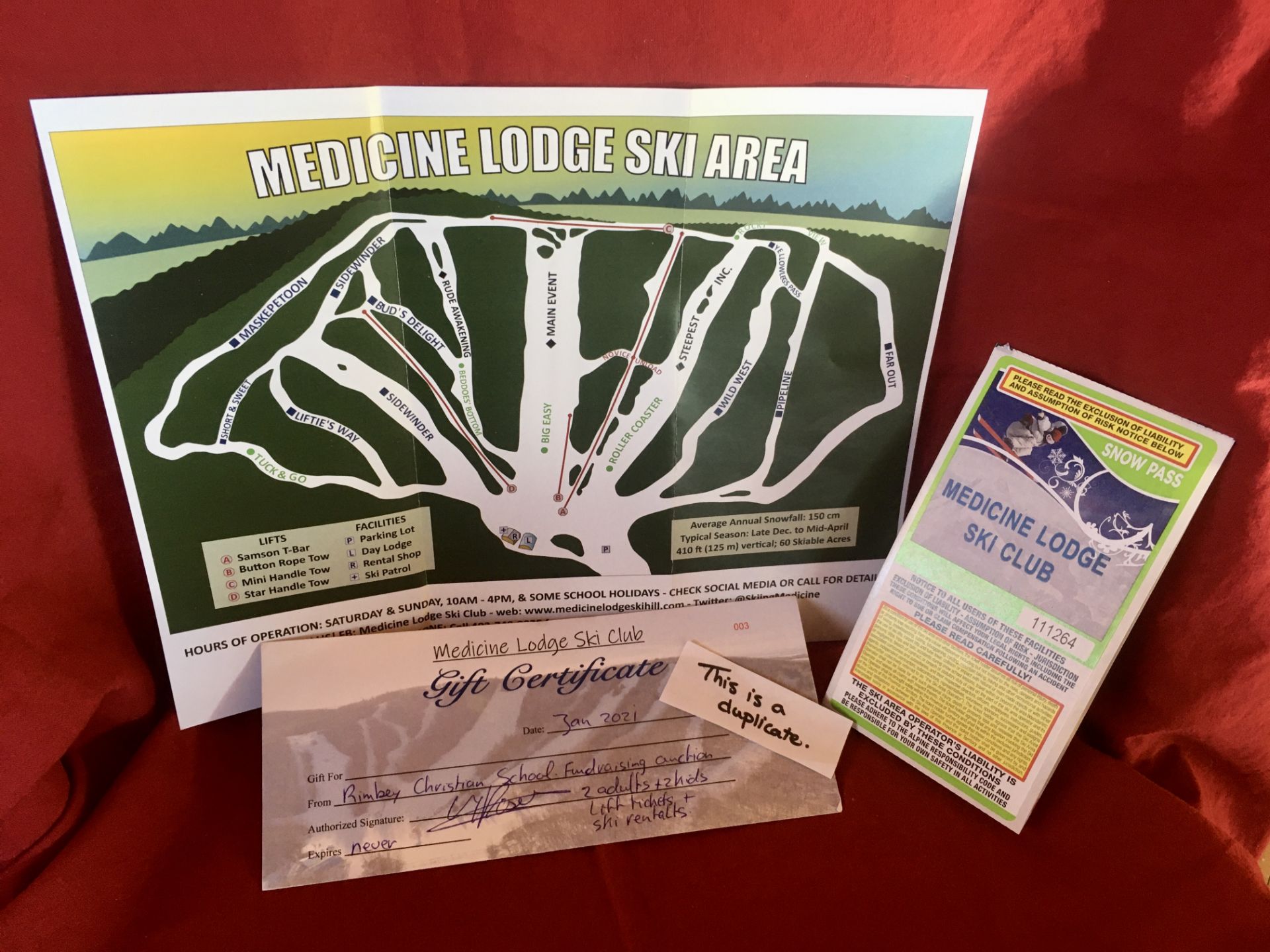 MEDICINE LODGE SKI CLUB GIFT CERTIFICATE: 2 ADULTS & 2 KIDS LIFT TICKETS & SKI RENTALS FOR ONE