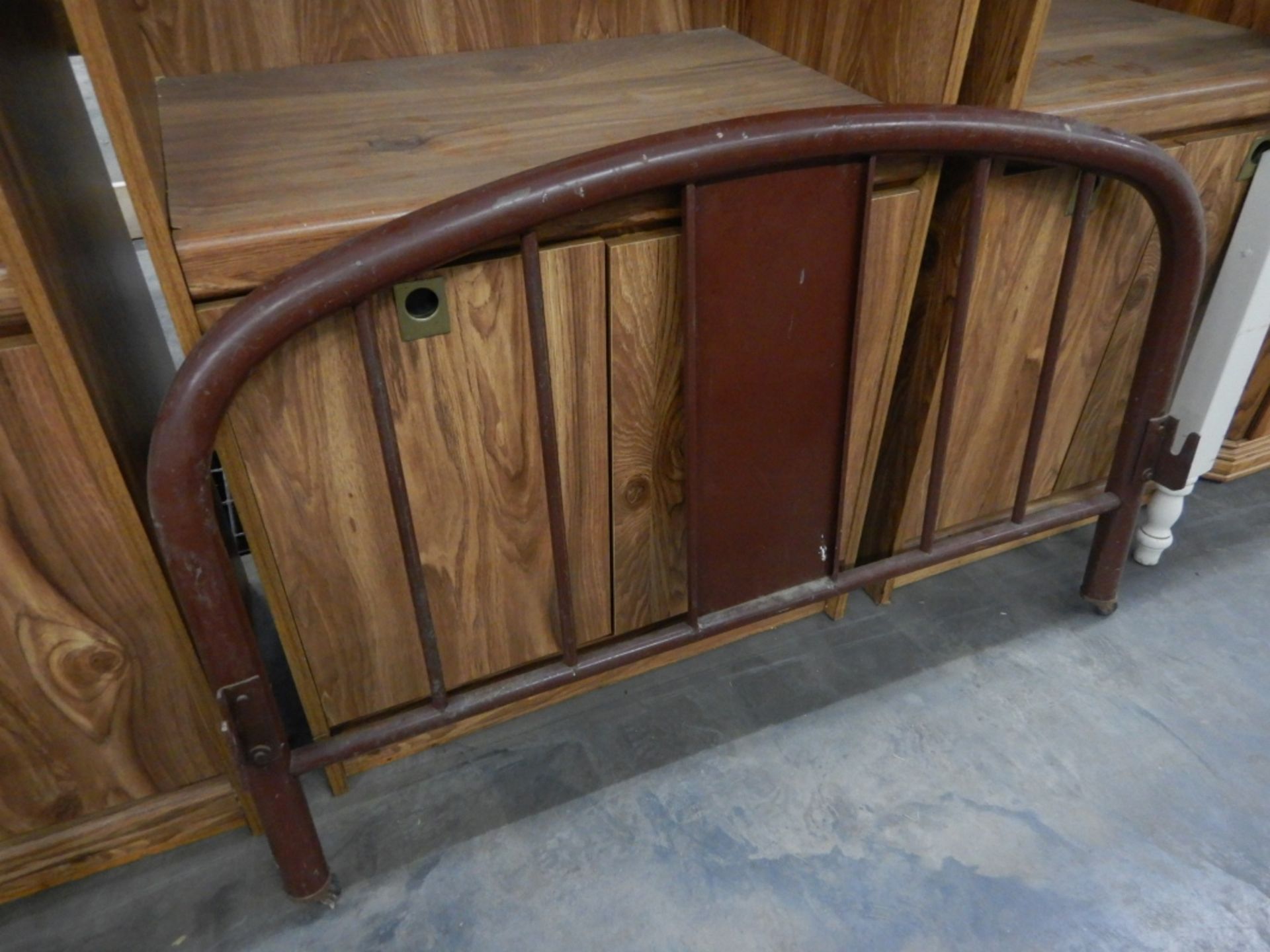 ANTIQUE METAL HEADBOARD W/FOOTBOARD FOR DOUBLE BED - CHOCOLATE BROWN - Image 2 of 2