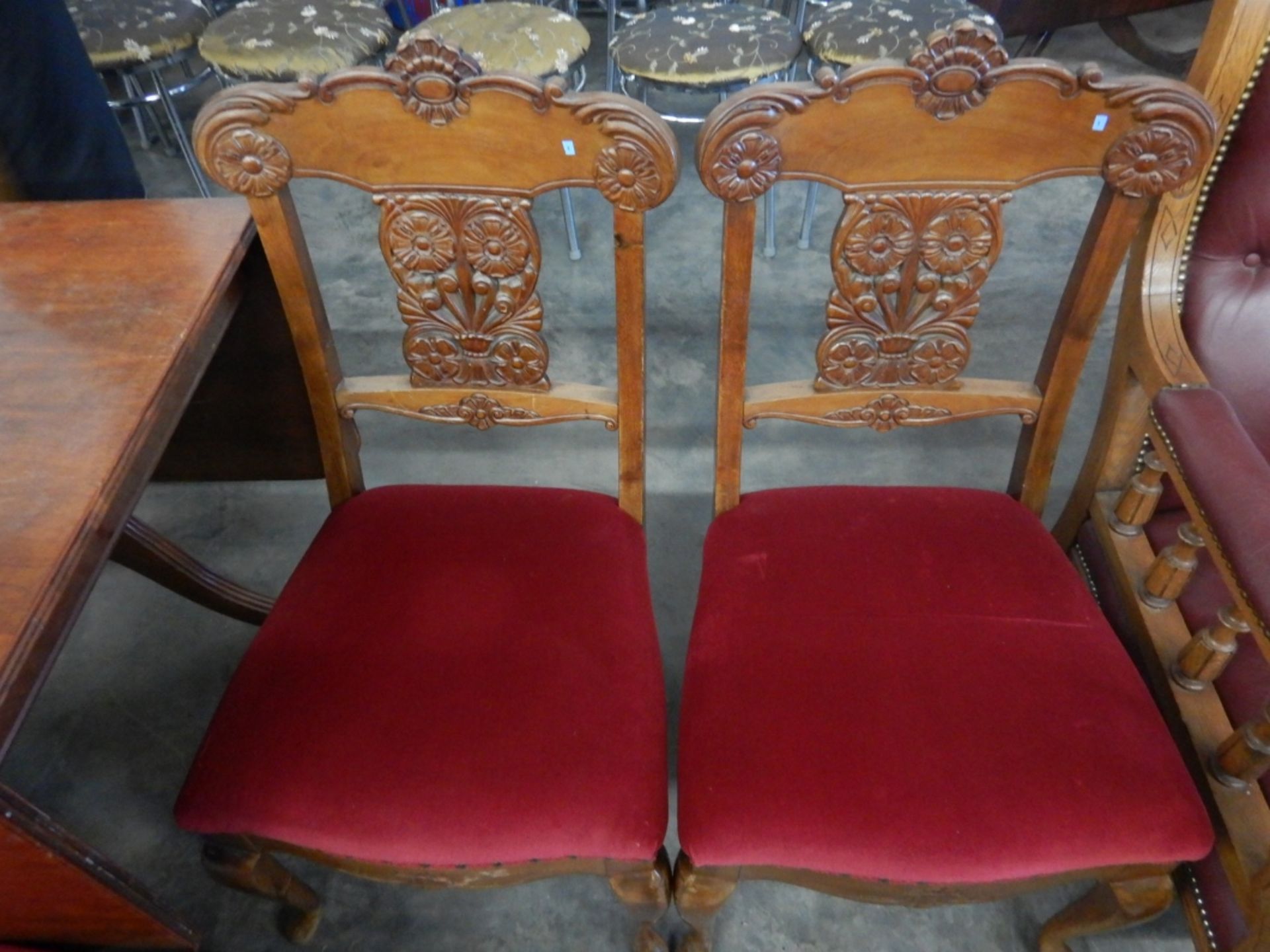 ANTIQUE DUNCAN PHYFE STYLE DROP LEAF TABLE AND CHAIRS (6) - Image 3 of 16
