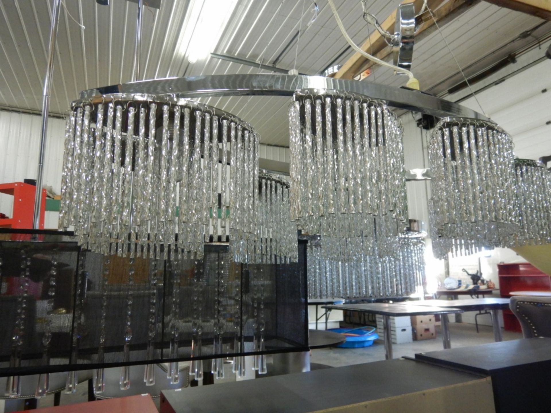 LIGHT FIXTURE CEILING MOUNTED OVAL W/ 4 1/2" "BLING" STRAWS - POLISHED CHROME - Image 3 of 3