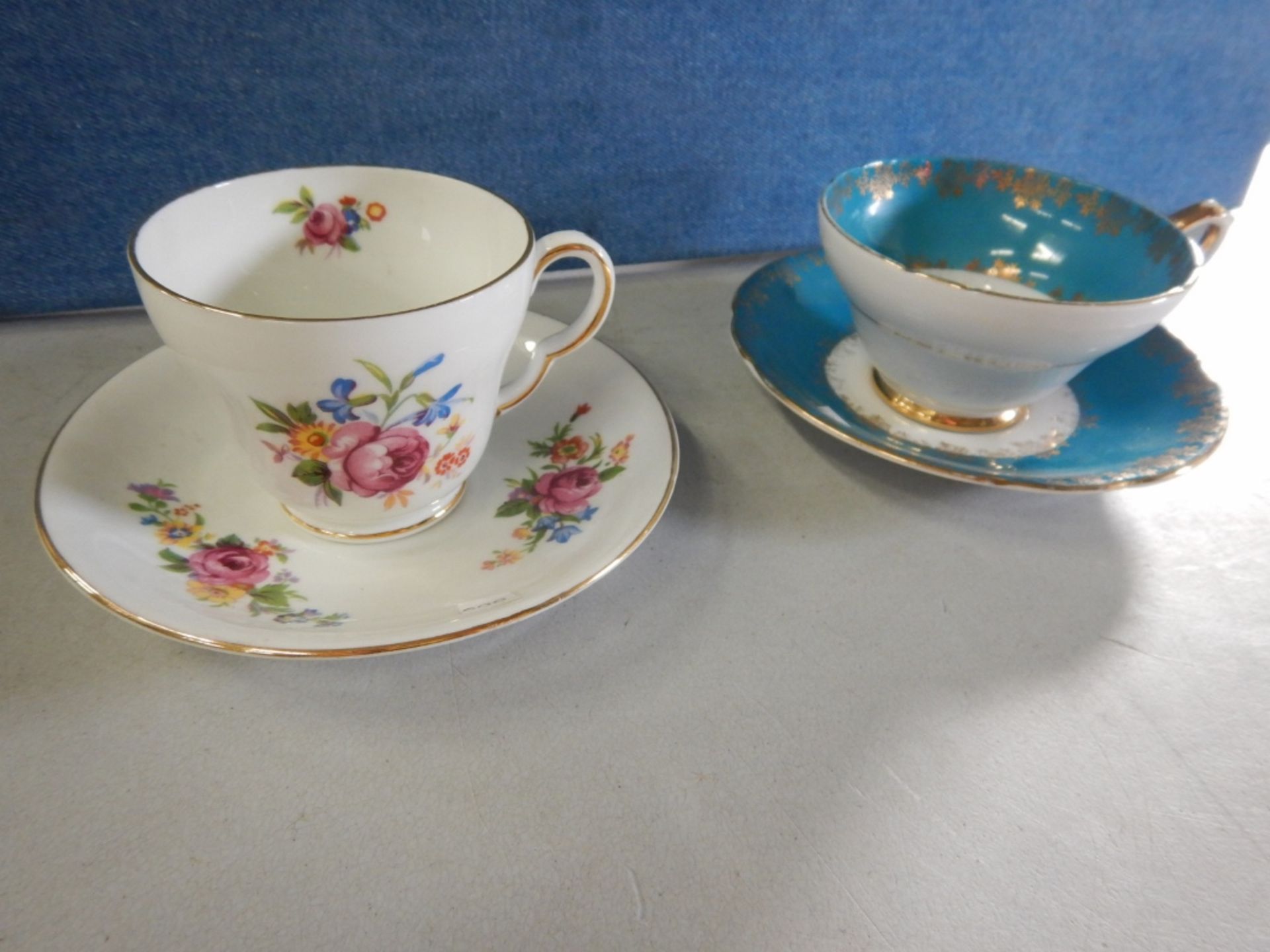 ANTIQUE TEACUPS & SAUCERS - MADE IN ENGLAND - LOT OF 2 - FINE BONE CHINA EST. 1875 "STANLEY" - #