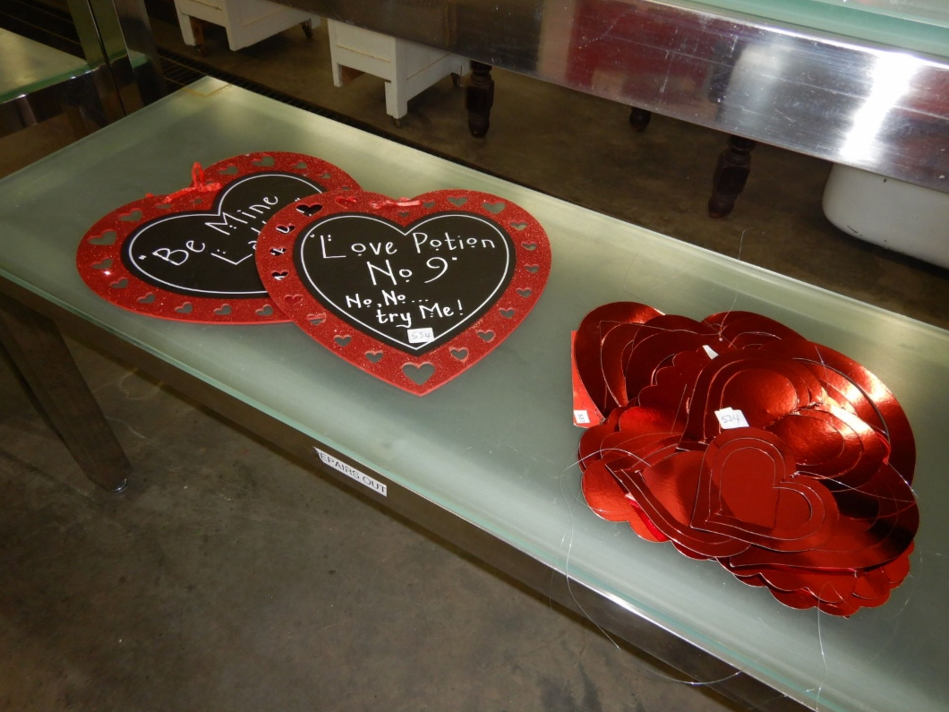 TABLE TOP CHALKBOARD SANDWICH BOARDS - SET OF 3 - BLACK & RED, VALENTINE DECORATIONS - TWO WOODEN - Image 5 of 5