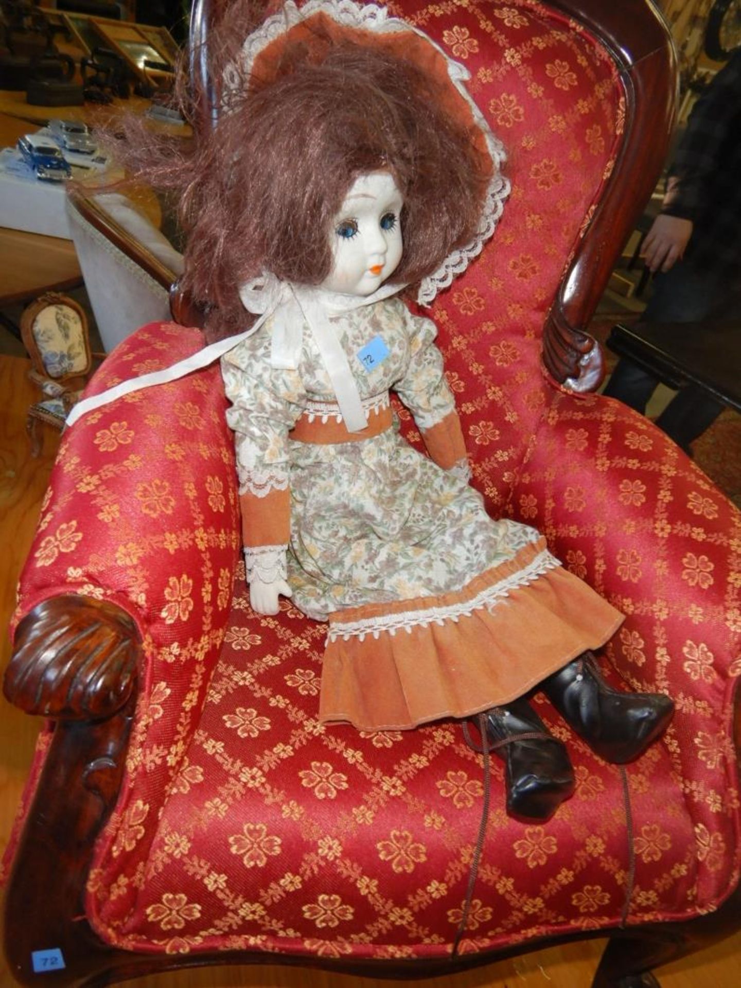 ANTIQUE DOLL CHAIR W/ANTIQUE DOLL - Image 5 of 5