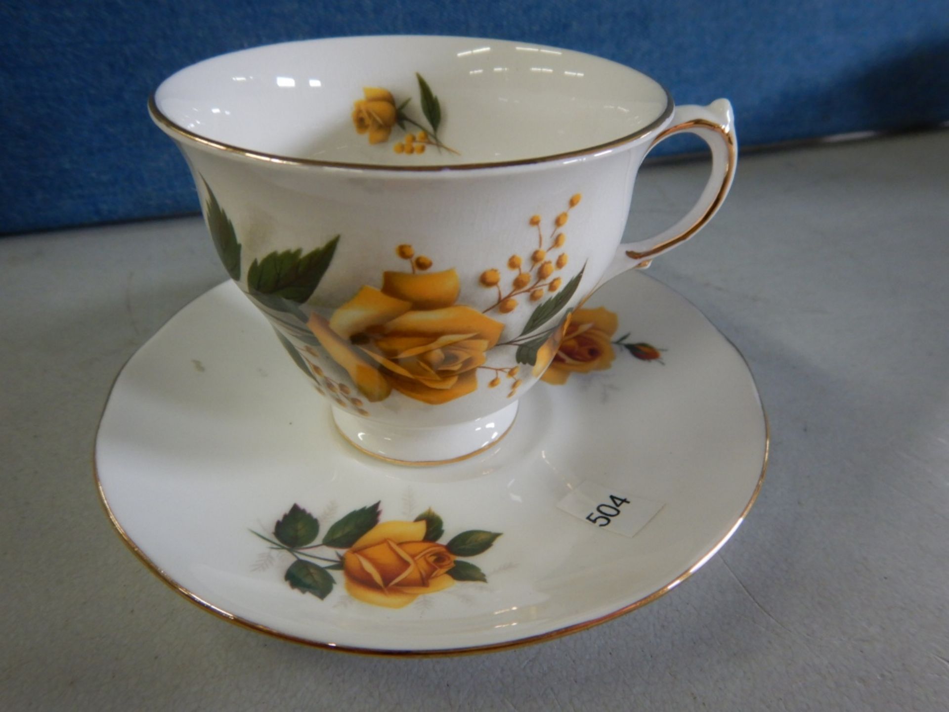 ANTIQUE TEACUPS & SAUCERS - MADE IN ENGLAND - LOT OF 7 - BONE CHINA #8273 - YELLOW FLOWERS, # - Image 20 of 33