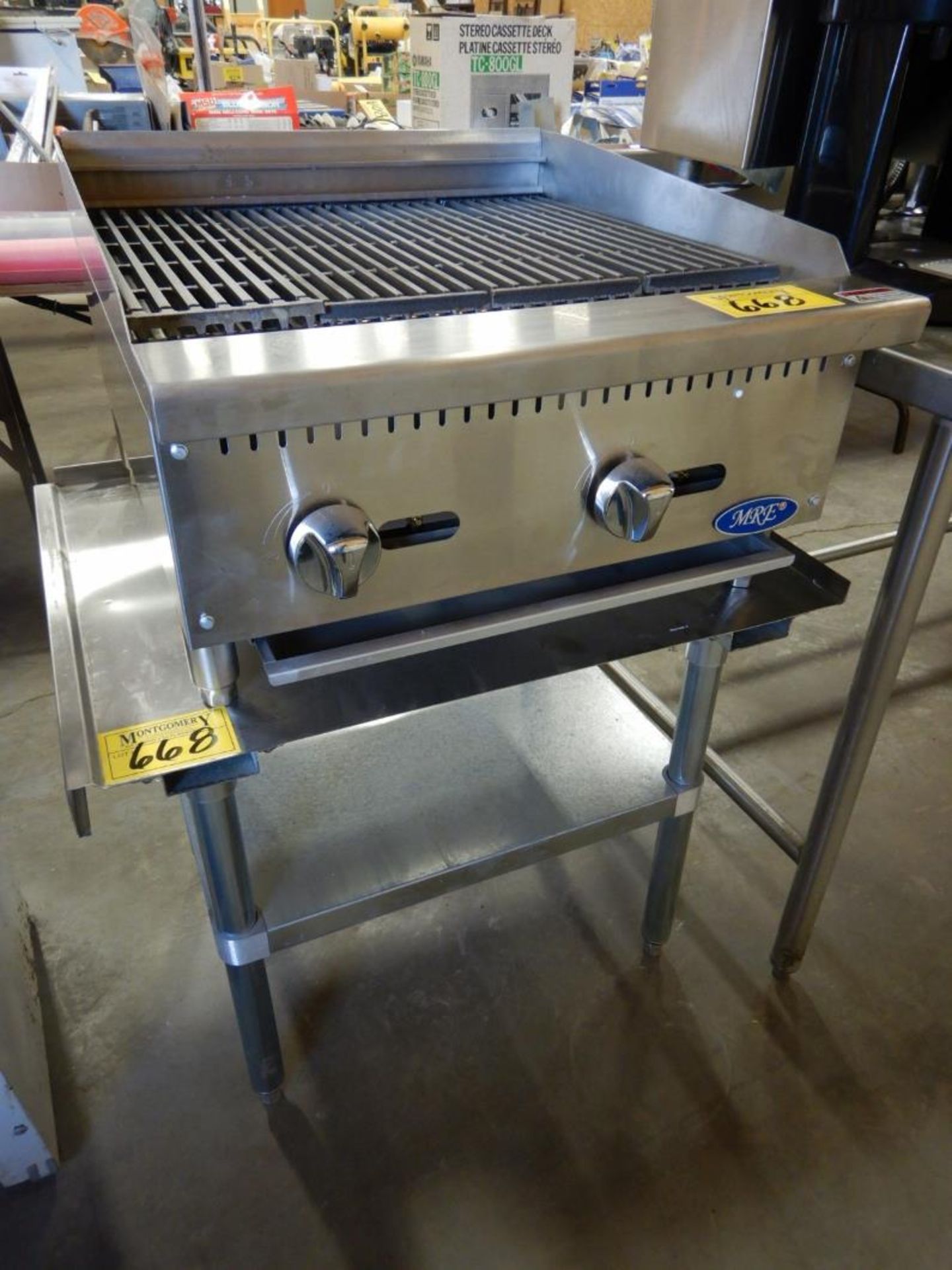 MRE 24” LPG CHARBROILER W/SS EQUIPMENT STAND – NEVER USED