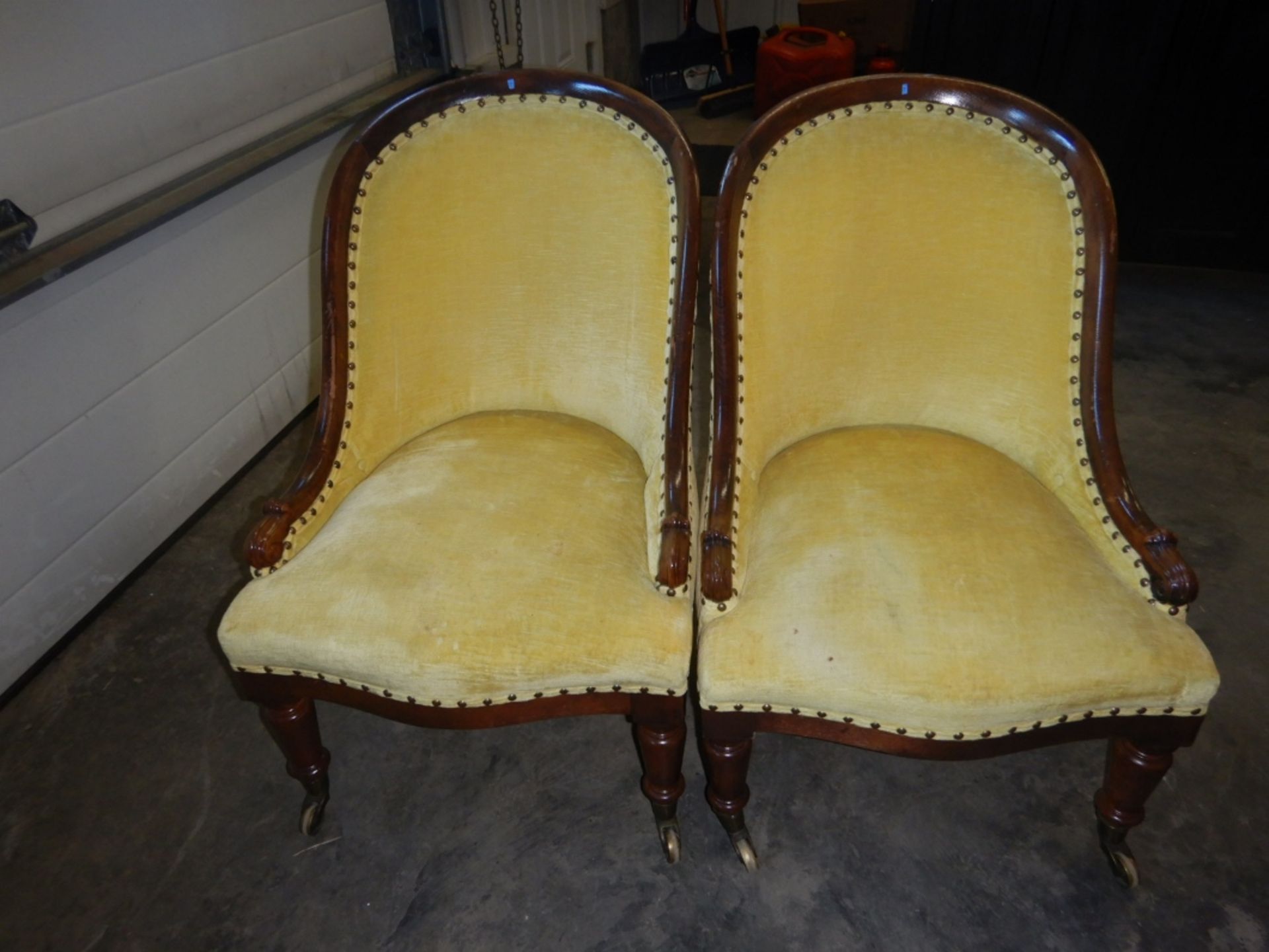 ANTIQUE PARLOR CHAIRS (2) - YELLOW - Image 7 of 13