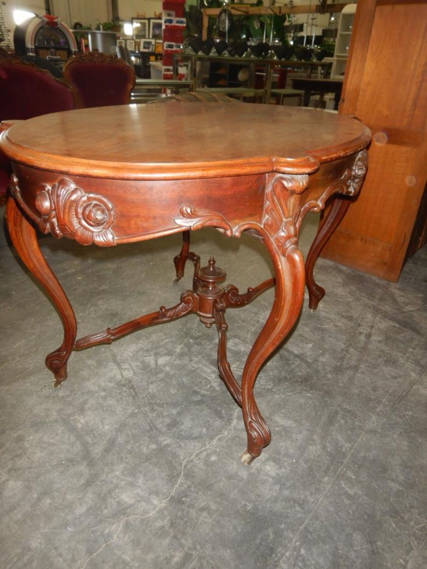 ANTIQUE PARLOR TABLE - BIRD'S EYE MAPLE - Image 2 of 9