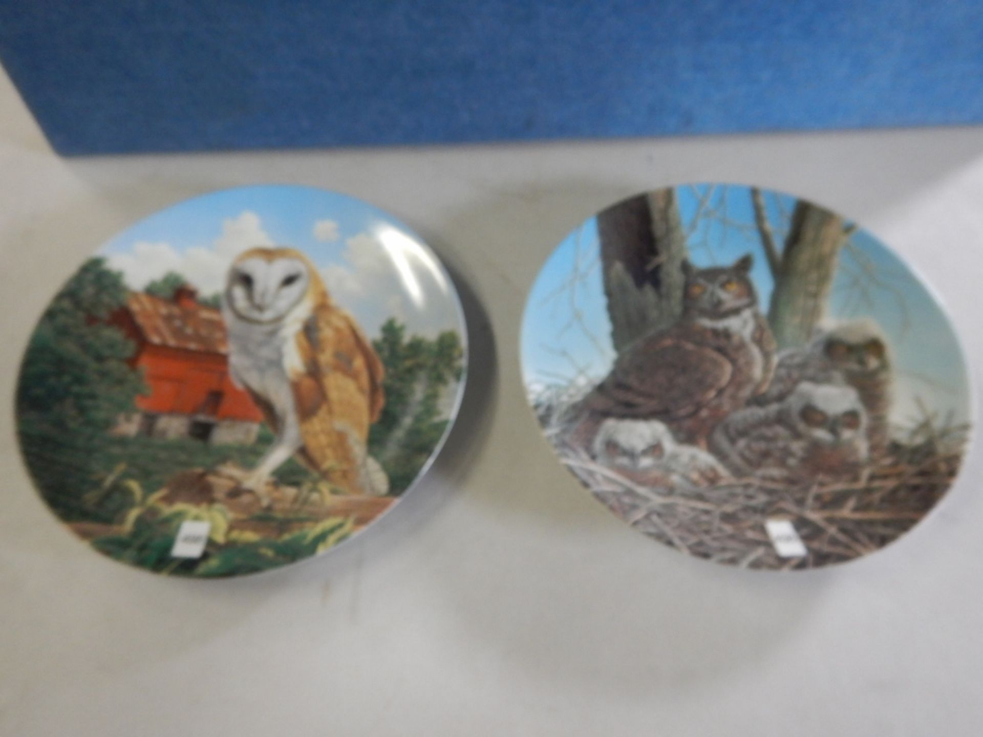 COLLECTOR PLATES BY JIM BEAUDOIN - SET OF 2 - OWLS #9605B - "THE BARN OWL", #15692C - "THE GREAT