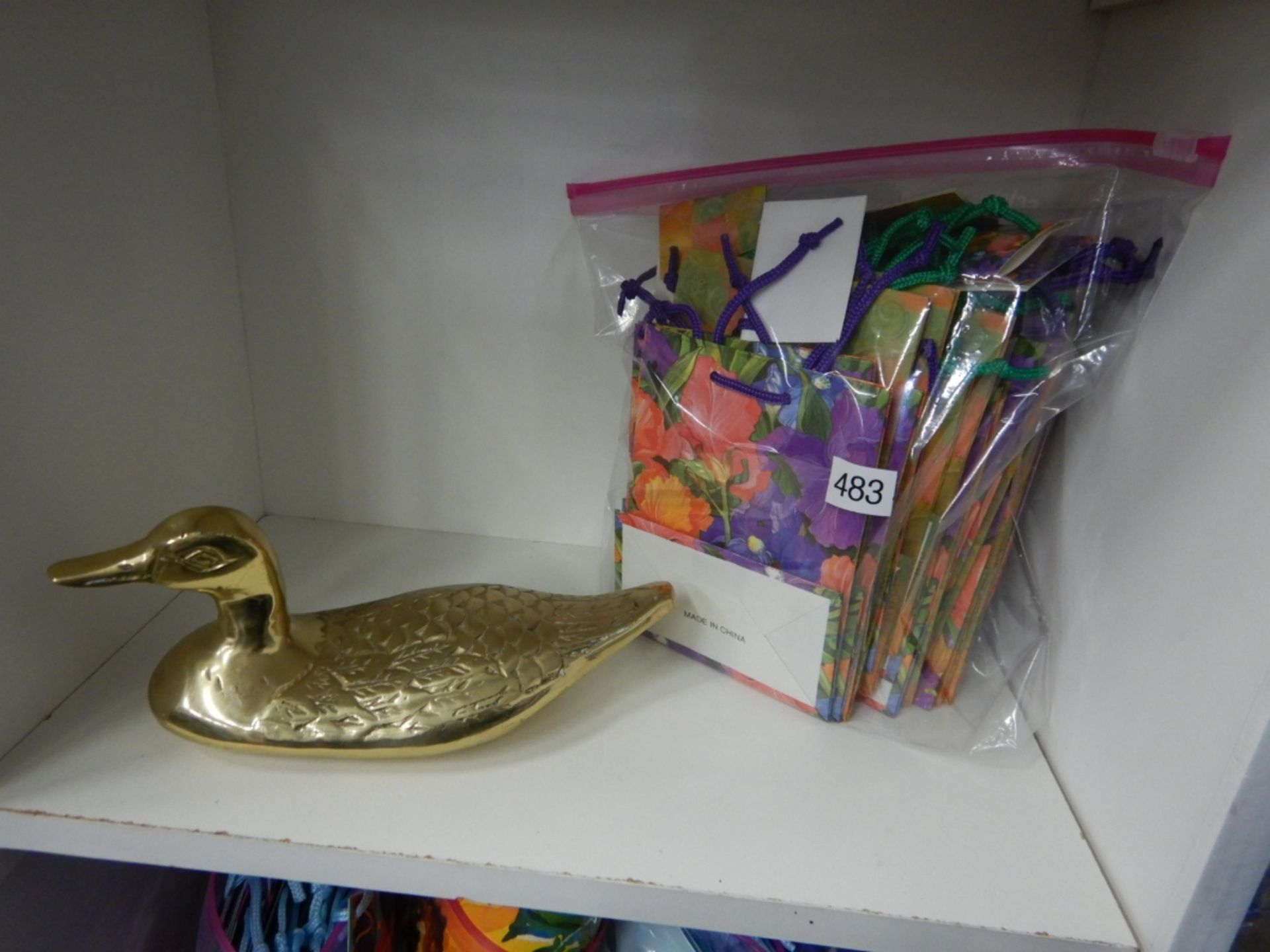 VINTAGE BRASS DUCK W/GIFT BAGS