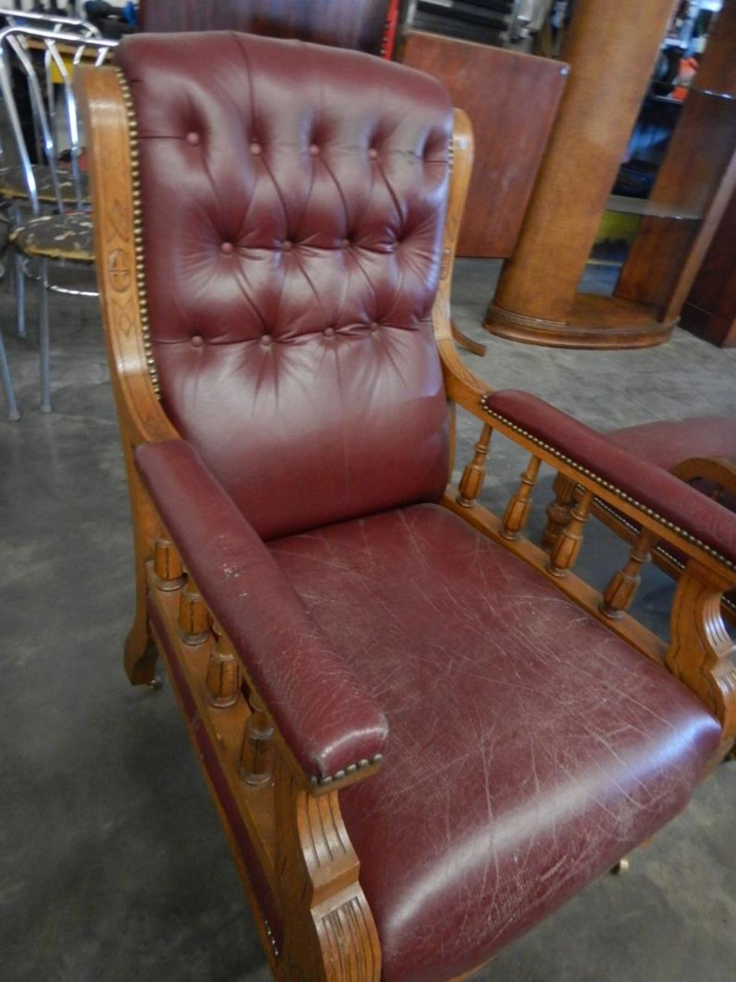 ANTIQUE LEATHER VICTORIAN HIS & HER LOUNGE CHAIRS (2) - Image 2 of 15