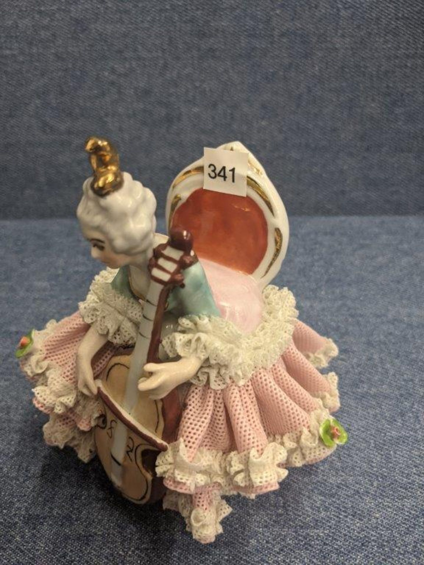 DRESDEN LACE FIGURINE - "CELLIST" - Image 2 of 3